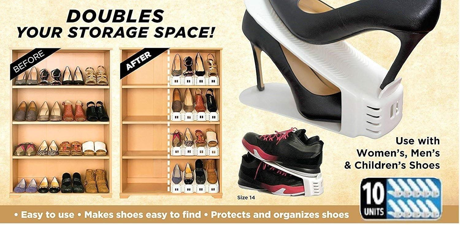 Clear Innovations Space-Saving Shoe Slotz Storage Units in Ivory