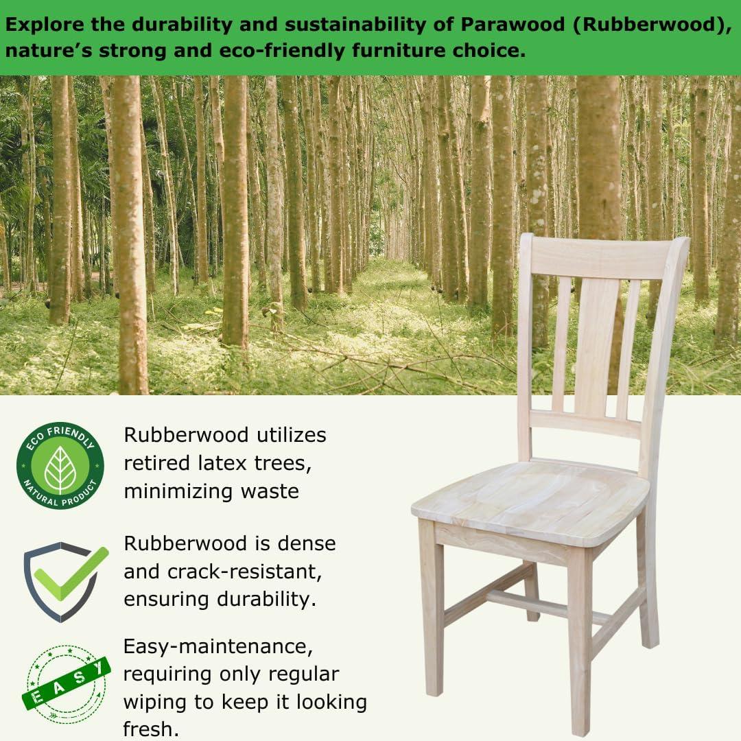 Set of 2 San Remo Splatback Chairs Wood - International Concepts: Solid Parawood, Unupholstered