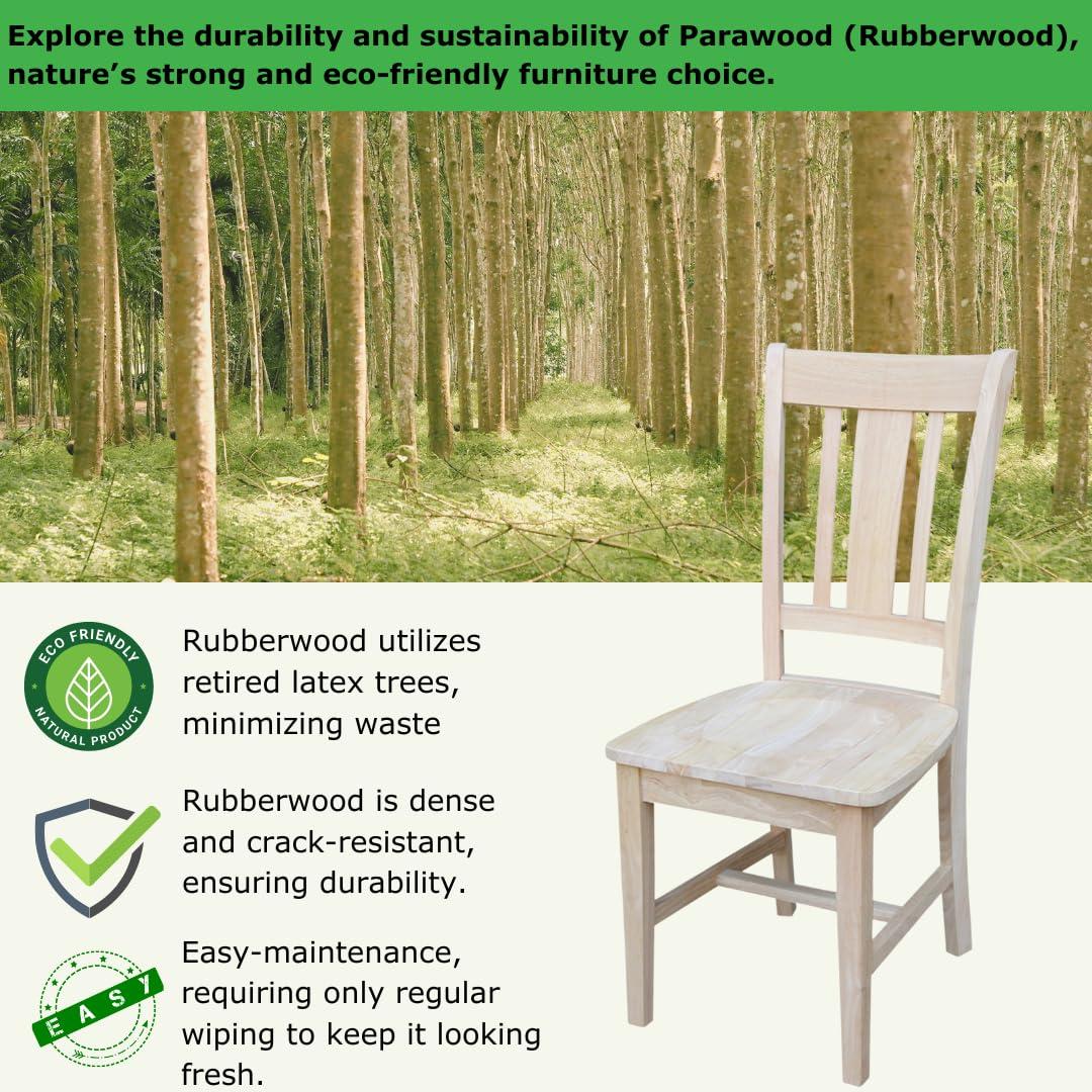 Set of 2 San Remo Splatback Chairs Wood - International Concepts: Solid Parawood, Unupholstered