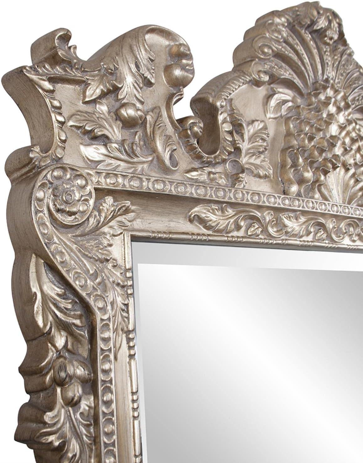 Ornate Antique Silver Full Length Rectangular Mirror