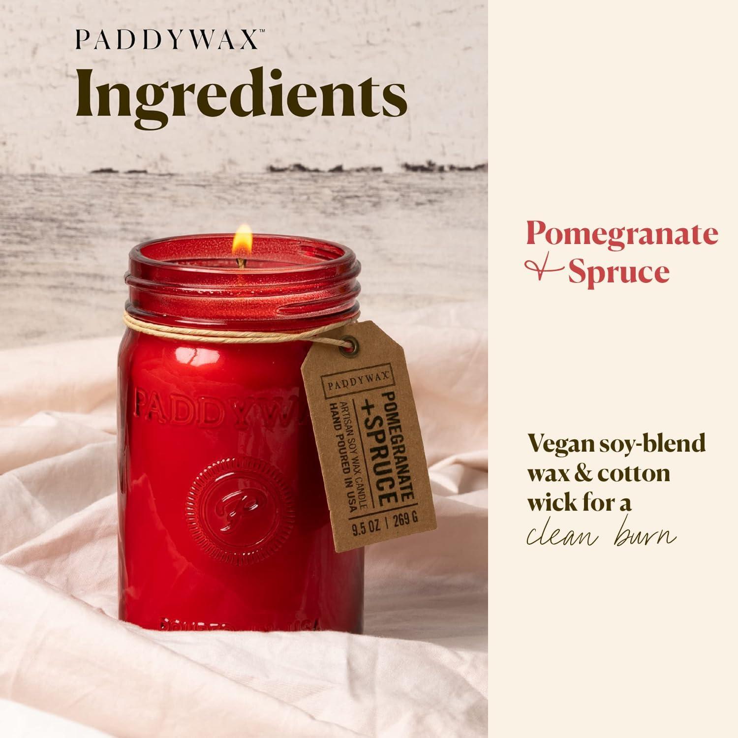 Paddywax Relish 9.5 oz Candle Red Pomegranate And Spruce Collection Large Jar
