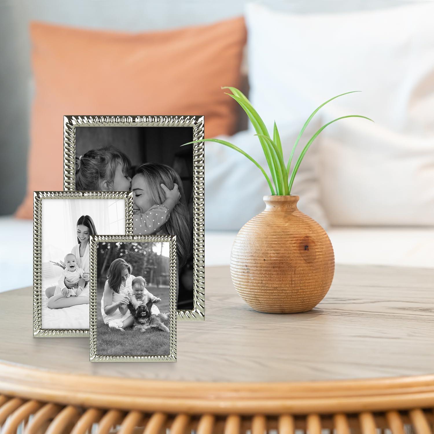 Siena 4x6 Silver-Plated Metal Picture Frame with Velvet Back