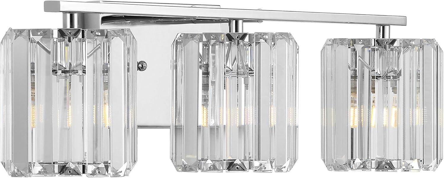 23" Chrome Crystal Cut Embellished Bath Vanity Light