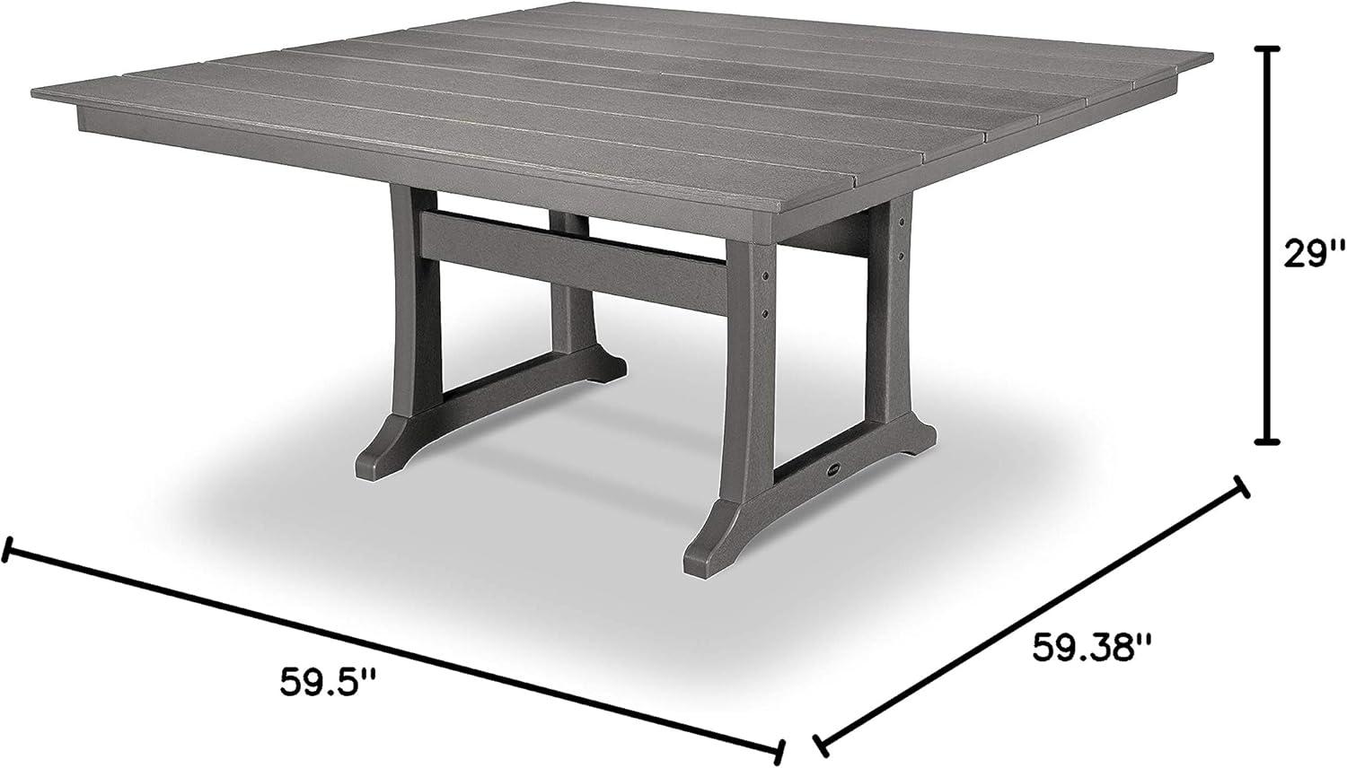 Slate Grey 59" Farmhouse Trestle Outdoor Dining Table