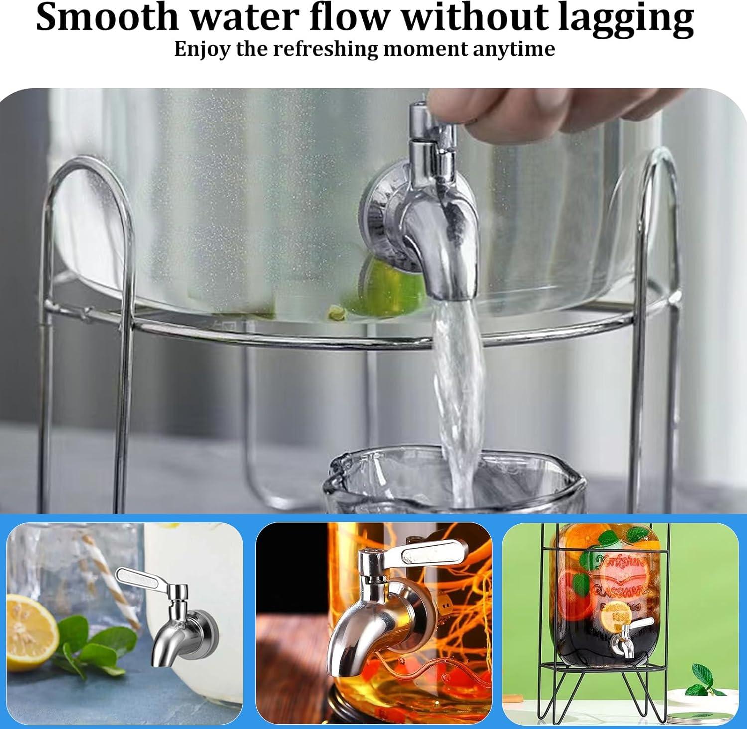 Polished Stainless Steel Beverage Dispenser Replacement Spigot Set