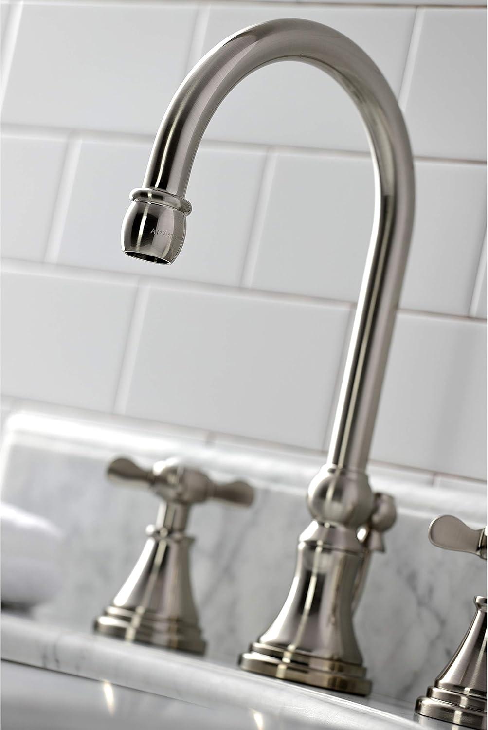 Kingston Brass Kingston Brass Essex Two-Handle 3-Hole Deck Mount Widespread Bathroom Faucet with Brass Pop-Up Drain KS2988BEX