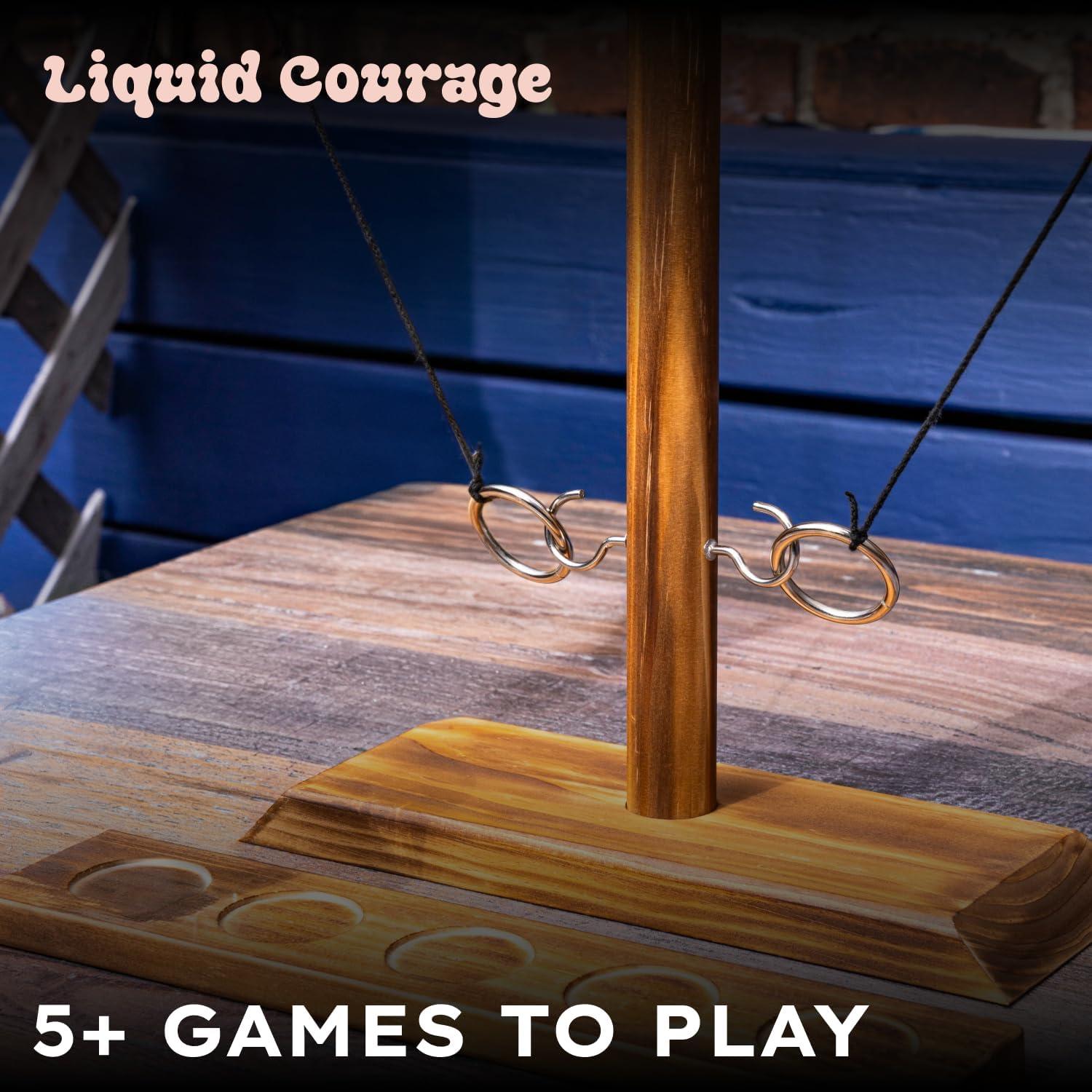 Large Wooden and Metal Ring Toss Game for Indoor and Outdoor Fun