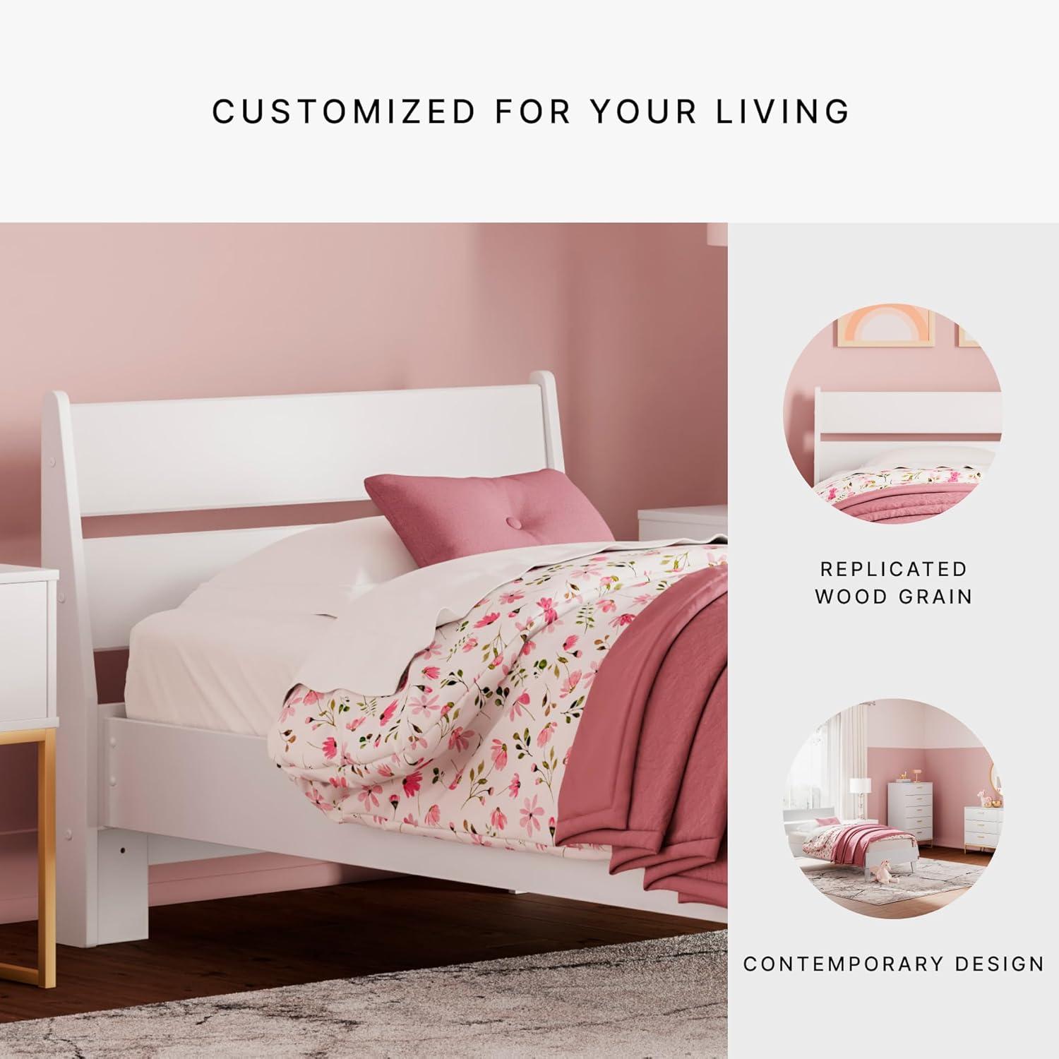 Signature Design by Ashley Socalle Twin Panel Headboard in Matte White Finish