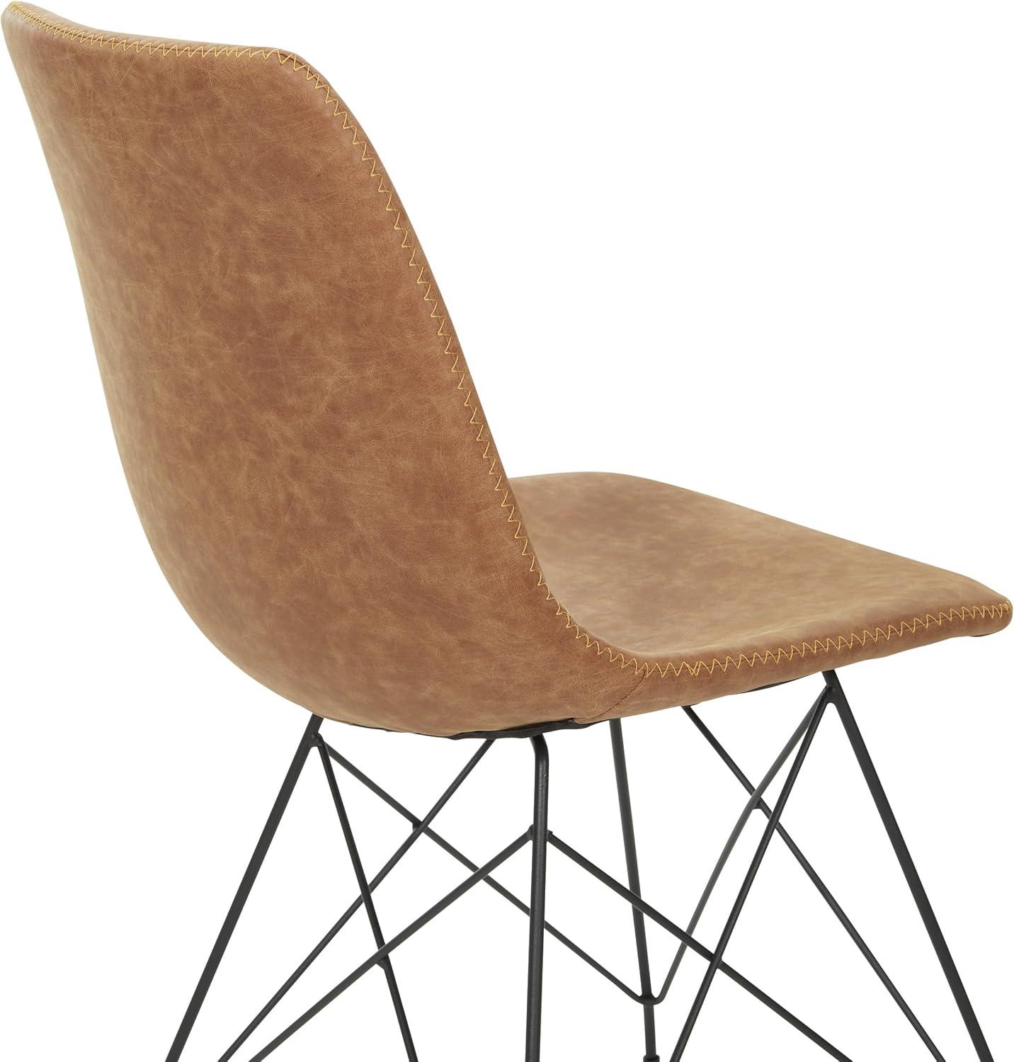 2pc Ave Six Trenton Chair Sand - OSP Home Furnishings: Faux Leather, Metal Legs, Armless Stationary Seating