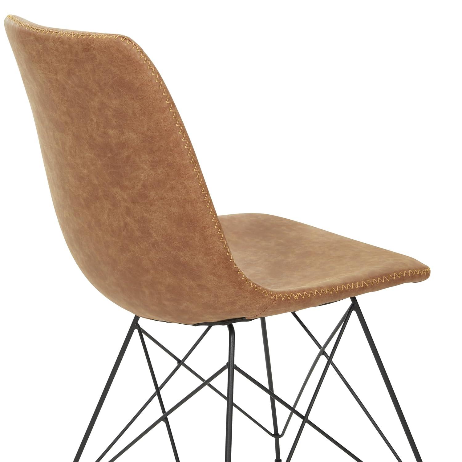 2pc Ave Six Trenton Chair Sand - OSP Home Furnishings: Faux Leather, Metal Legs, Armless Stationary Seating