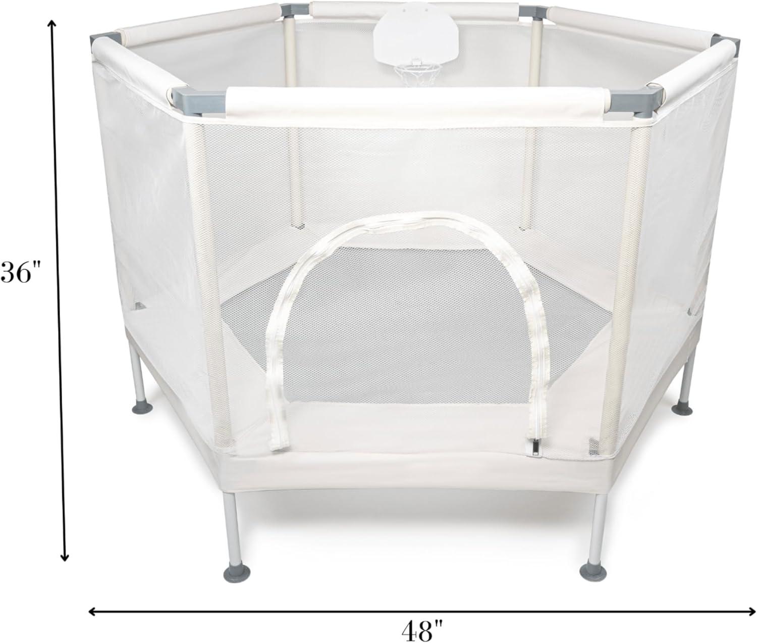 Square House Kids Trampoline, Aesthetic Indoor and Outdoor Toddler Trampoline with Safety Net, Basketball Hoop, 220lb Capacity, Ultra Safe No-Gap Design, Gifts for Boys & Girls (Arctic Blue, 4 FT)