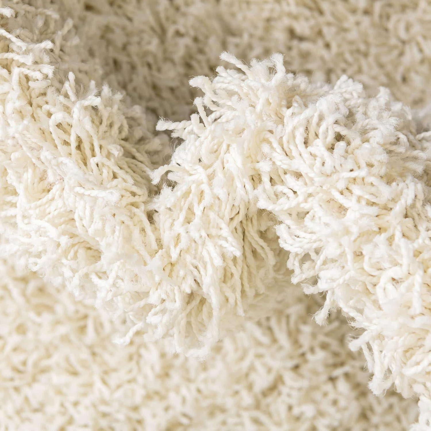 Unique Loom 4' 1 x 6' 1 Solid Shag Pure Ivory Area Rug