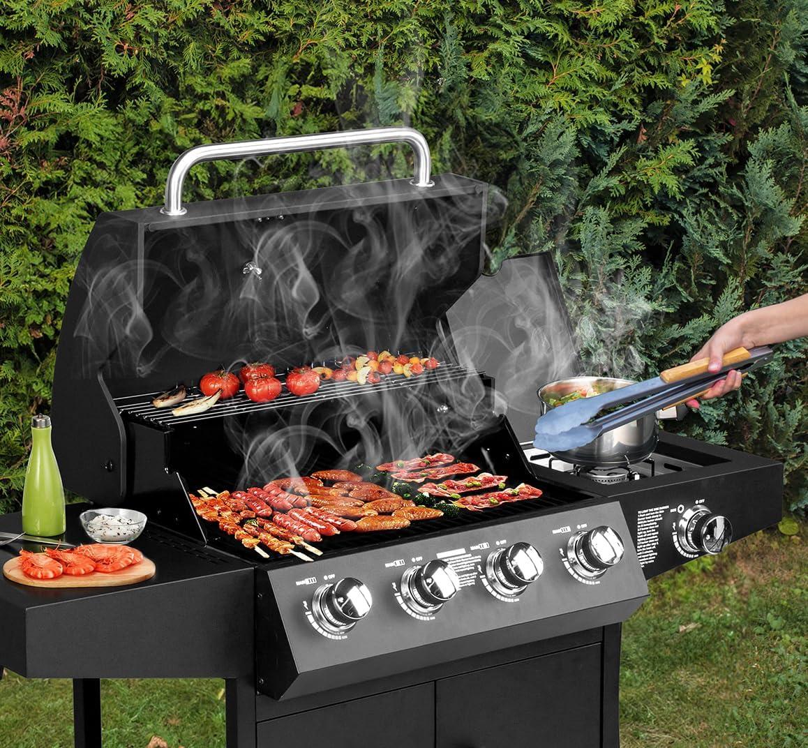 4 Burner Propane Gas Grill With Side Burner