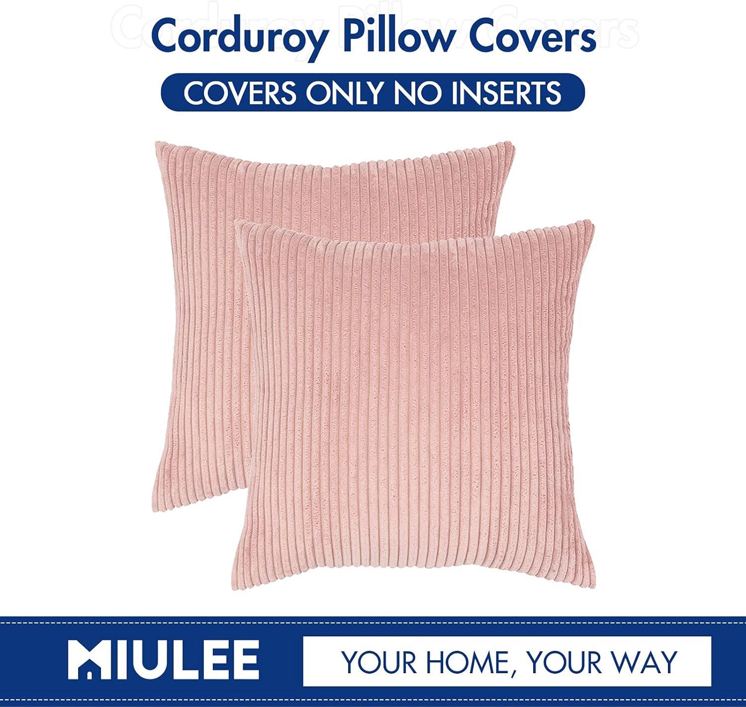 MIULEE Pack of 2, Corduroy Soft Soild Decorative Square Throw Pillow Covers Set Cushion Cases Pillowcases for Sofa Bedroom Car 18 x 18 Inch 45 x 45 cm