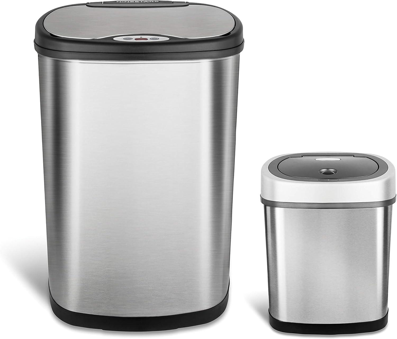 Stainless Steel Touchless Trash Can Set with Infrared Sensor