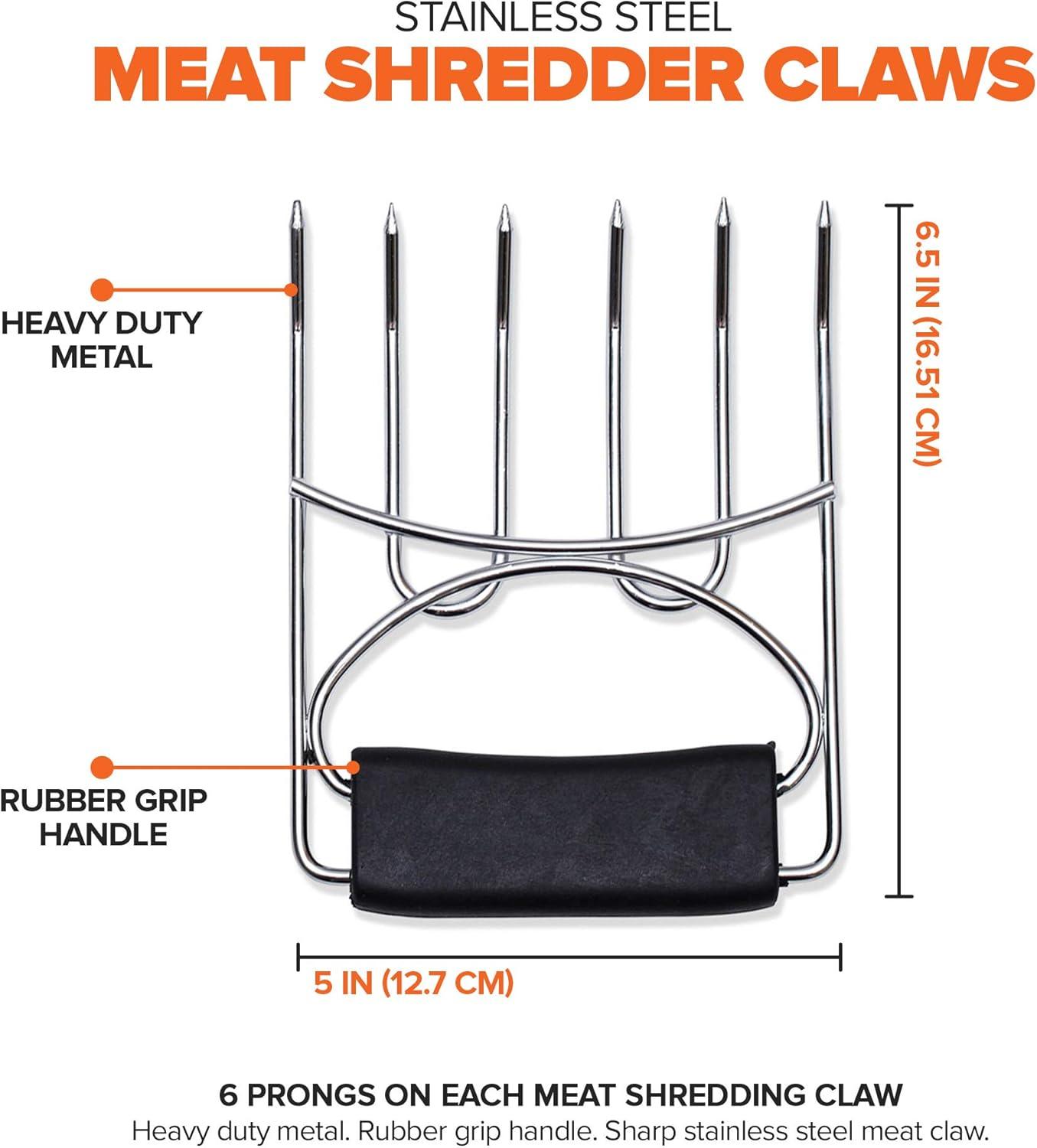 Heavy-Duty Stainless Steel Meat Shredding Claws with Black Rubber Handles