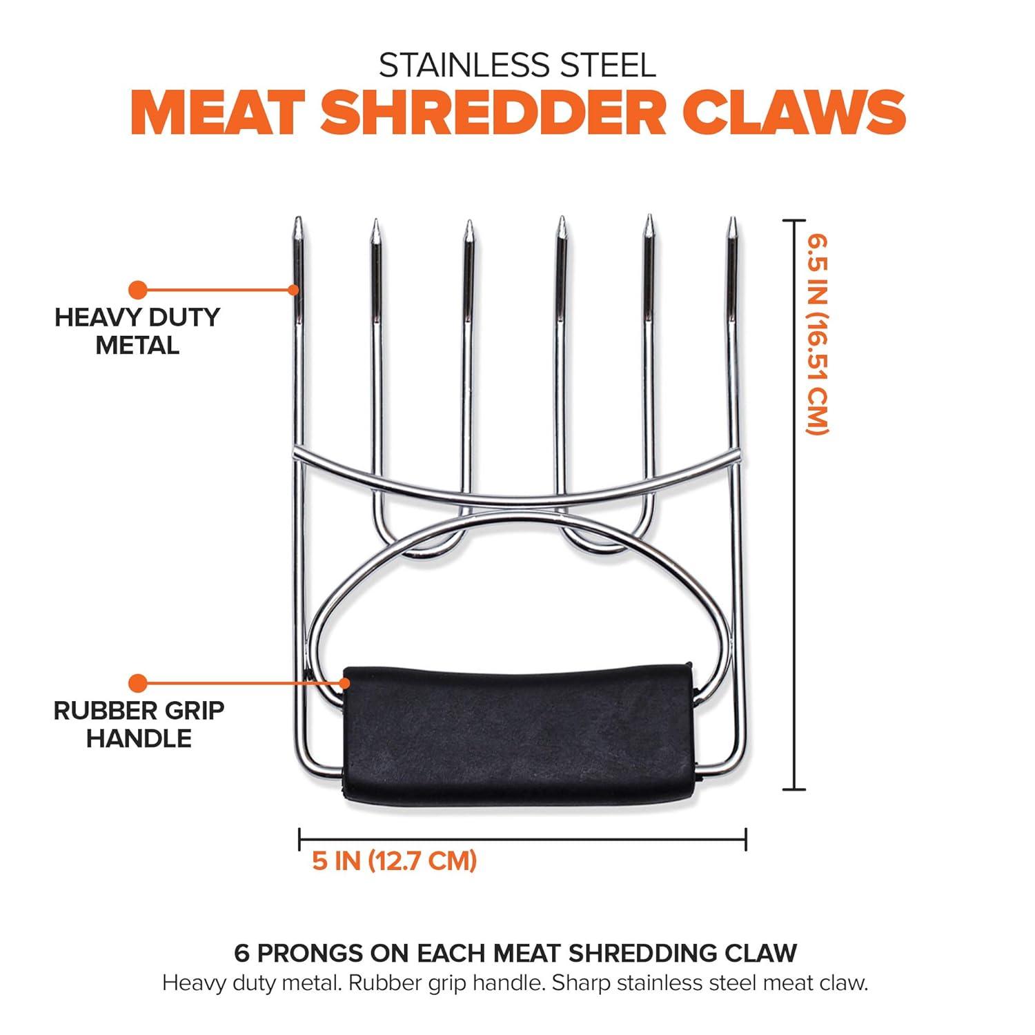 Heavy-Duty Stainless Steel Meat Shredding Claws with Black Rubber Handles