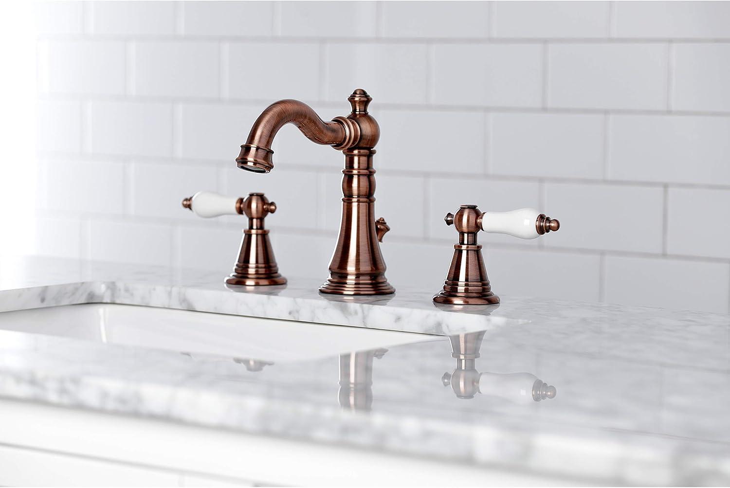 Kingston Brass English Classic Two-Handle 3-Hole Deck Mount Widespread Bathroom Faucet with Pop-Up Drain