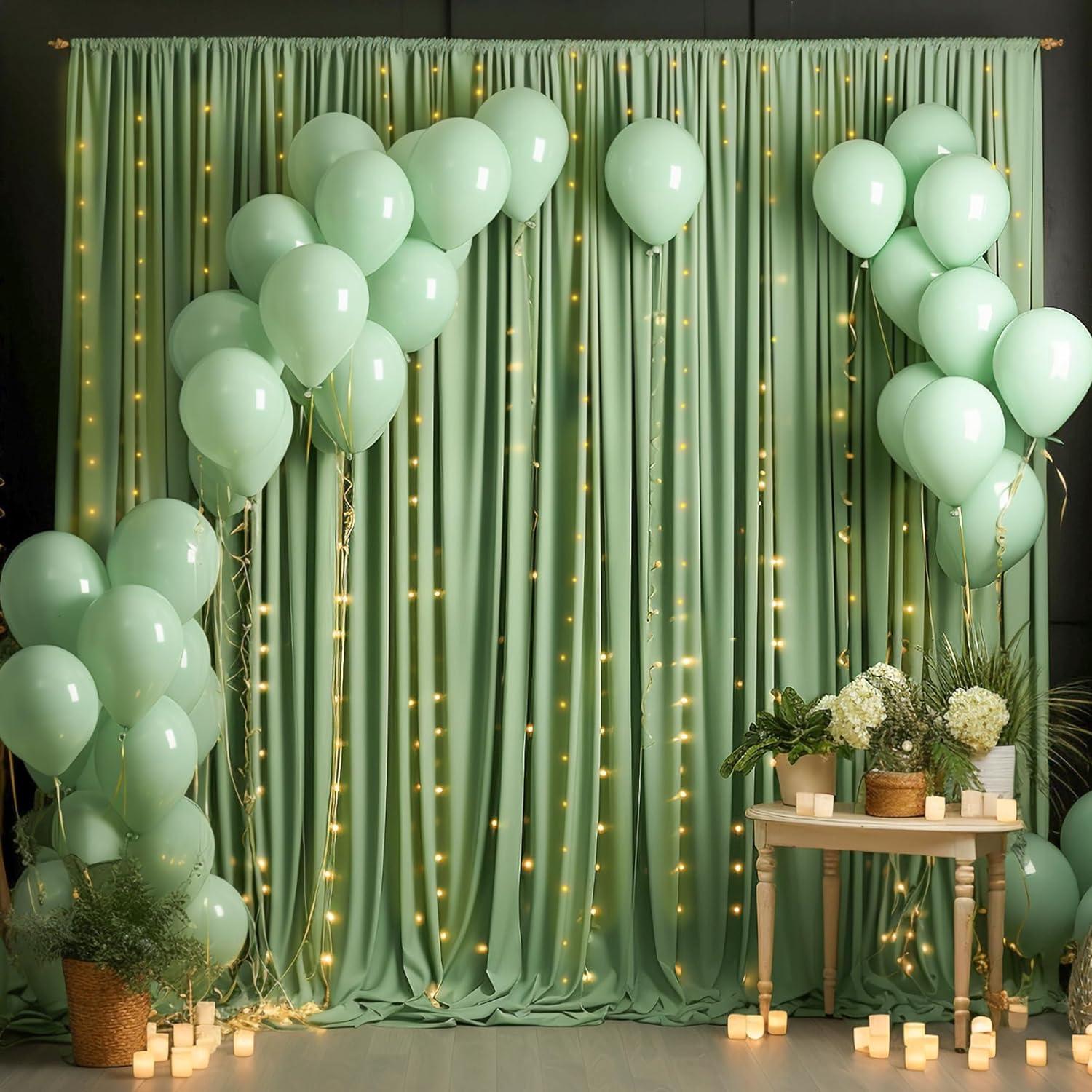 10x8ft Wrinkle Free Sage Green Backdrop Curtains for Parties, Polyester Photo Backdrop Drapes for Wedding Birthday Party Photography Background Curtains Decoration