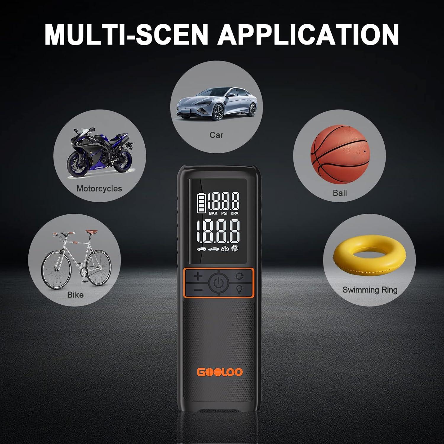 Black Cordless Electric Air Compressor with LED Display