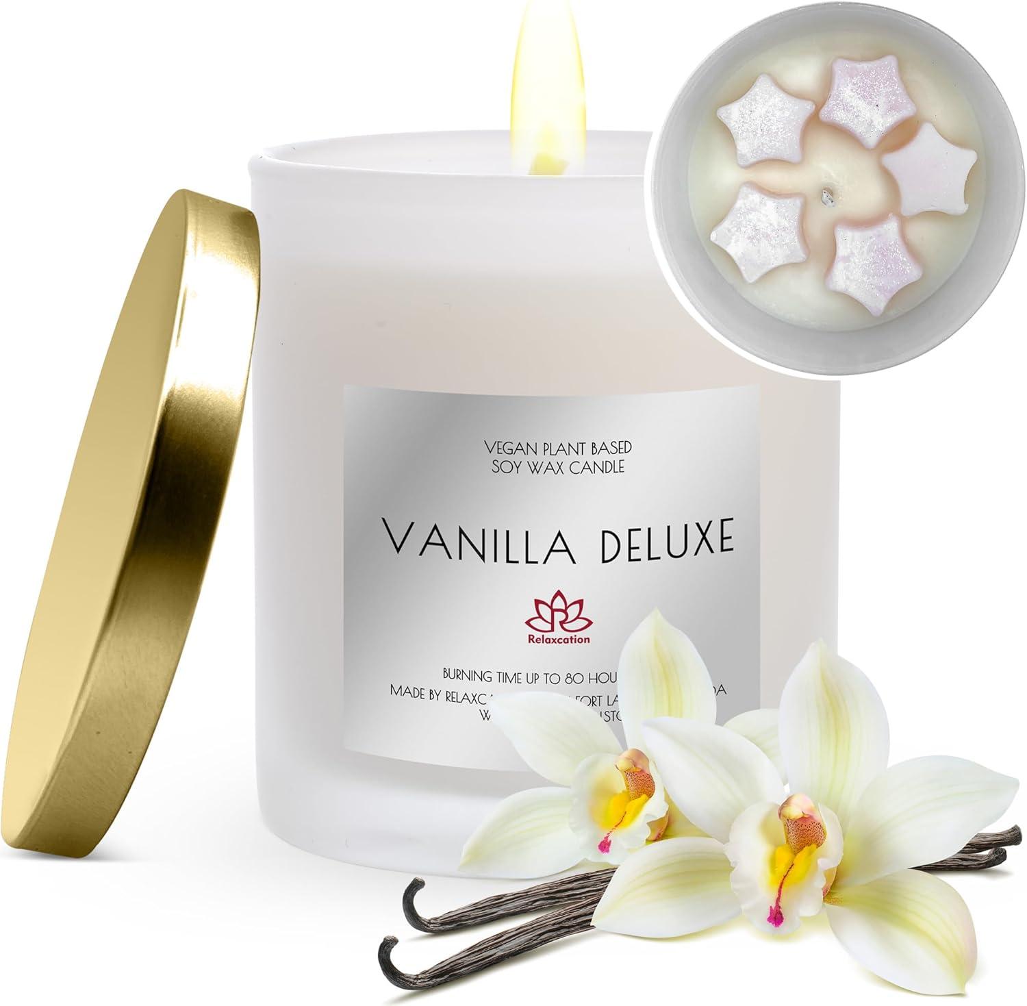 Deluxe Vanilla White Soy Wax Candle in Glass Jar