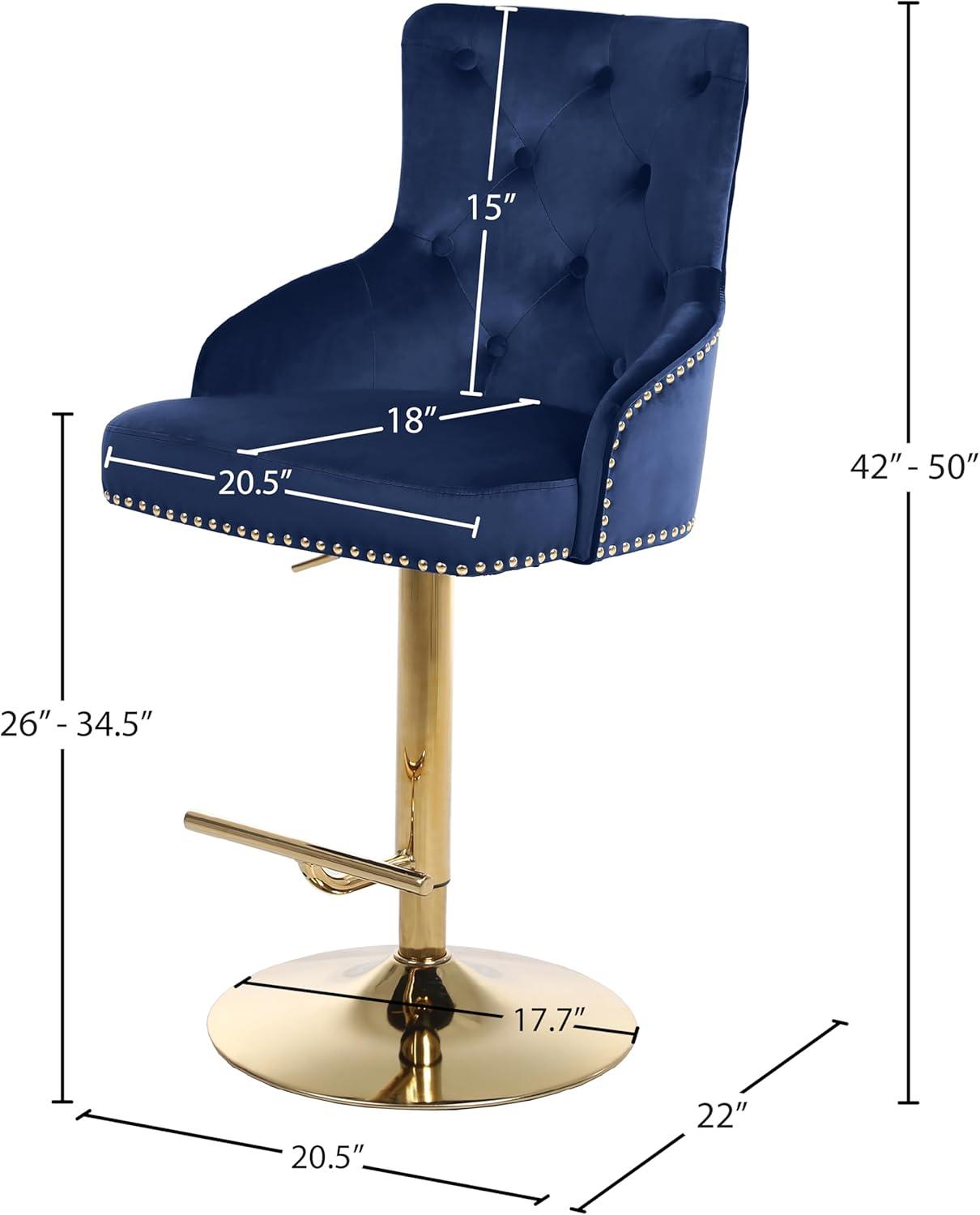 Meridian Furniture Claude Navy Velvet Adjustable Stool