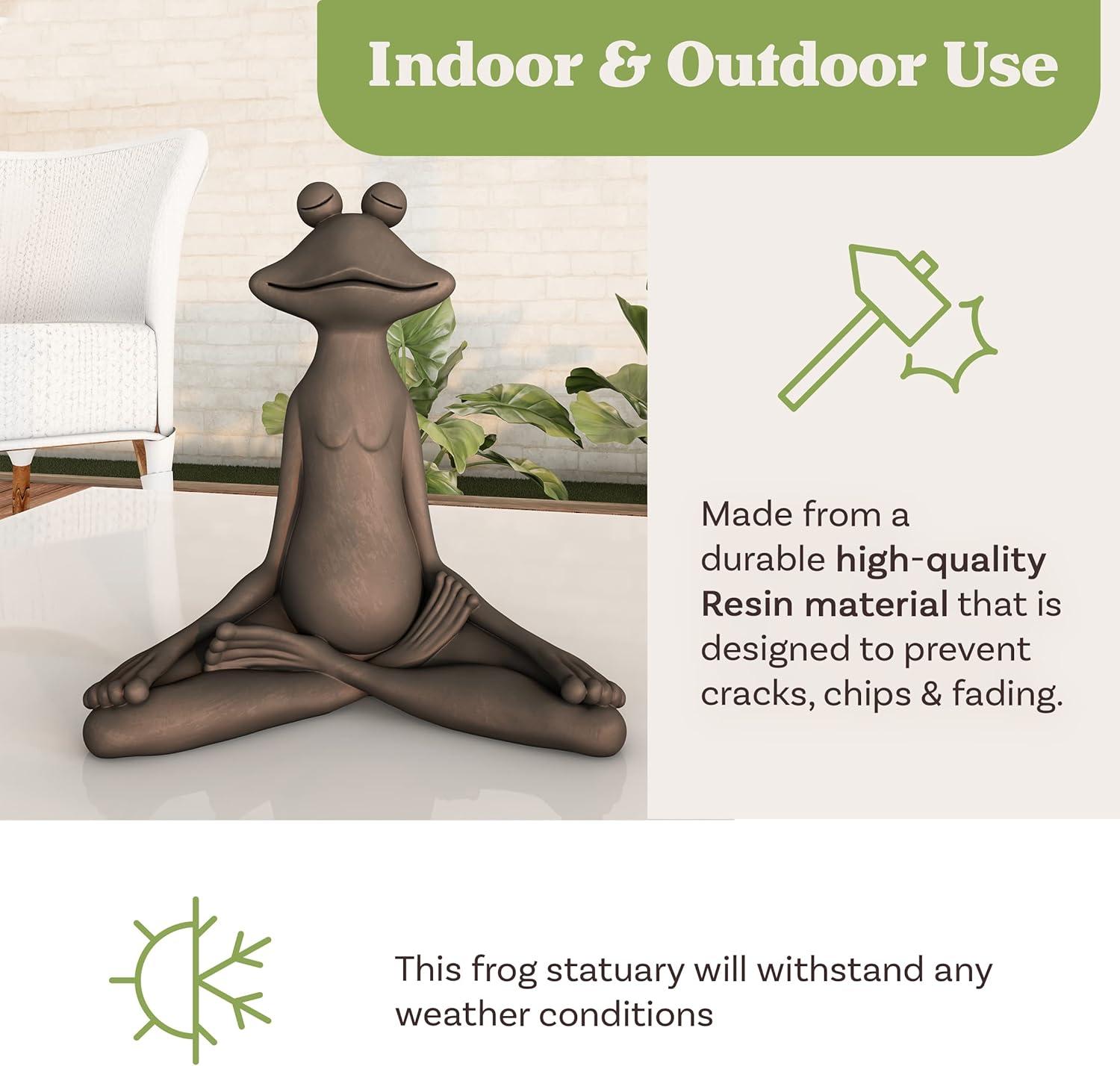 Pure Garden 50-LG1102 Meditating Frog Statue-Resin Zen Animal Yoga Figurine for Outdoor Lawn & Garden Decor