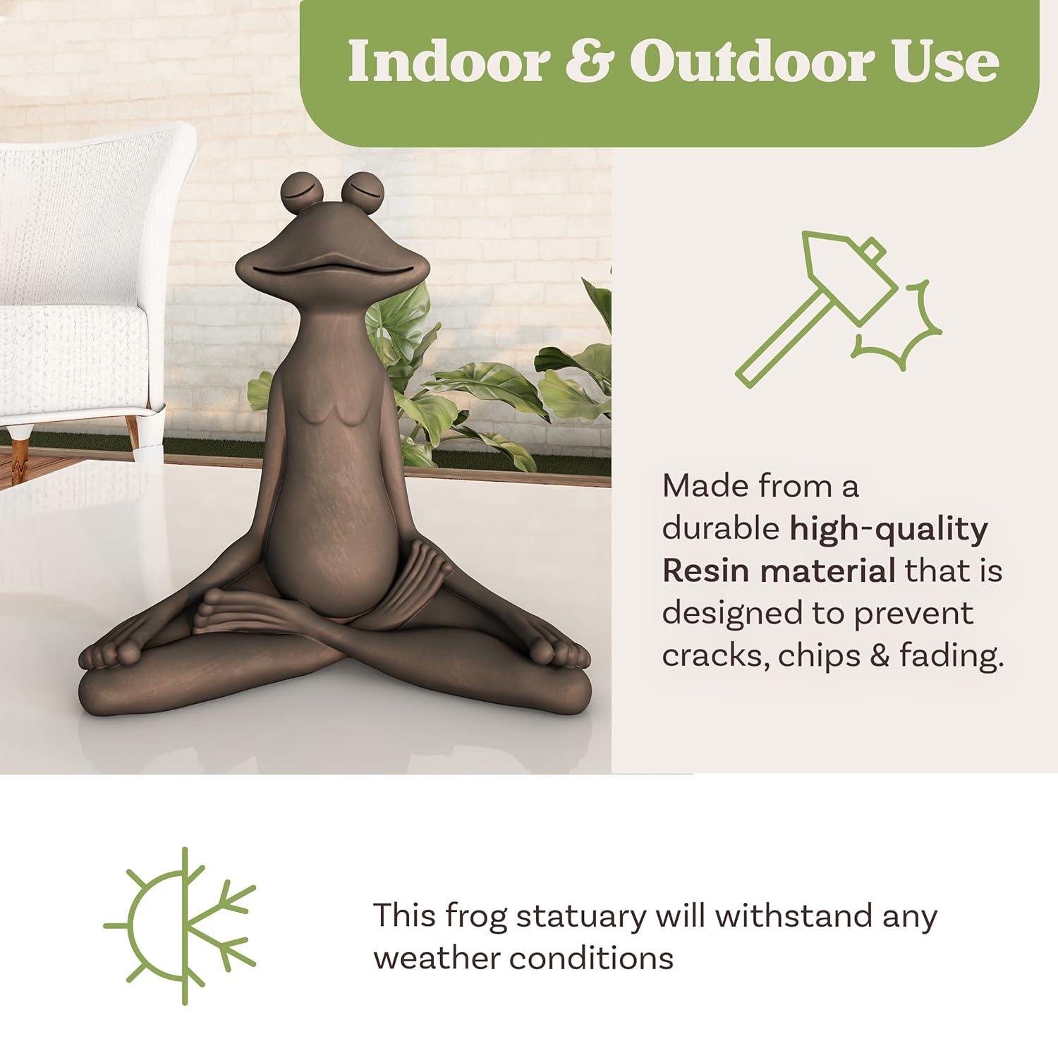 Pure Garden 50-LG1102 Meditating Frog Statue-Resin Zen Animal Yoga Figurine for Outdoor Lawn & Garden Decor