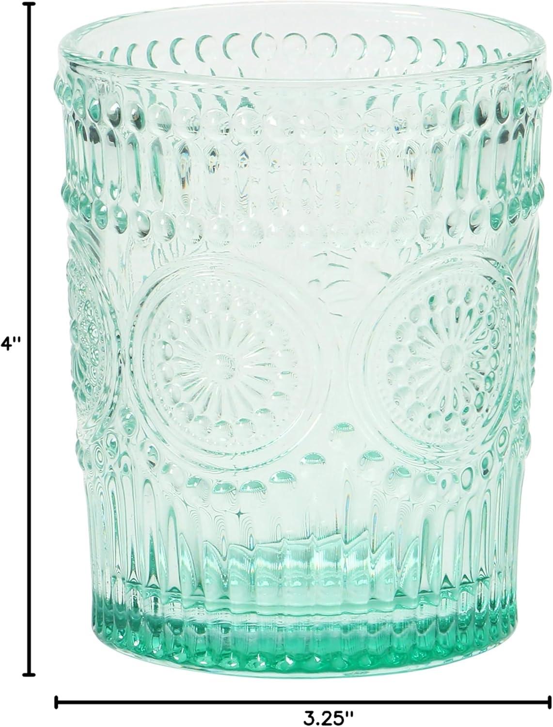 Creative Co-Op 12 oz. Embossed Drinking Glass, 4 Colors