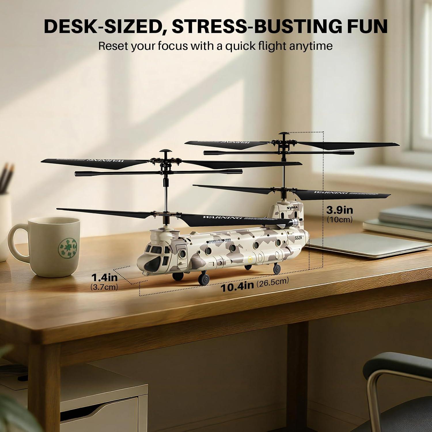 SYMA Remote Control Helicopter, S52H Military Transport RC Helicopters with Altitude Hold, One Key take Off/Landing, LED Light, Low Battery Reminder, Army Toys for Kids and Military Fans