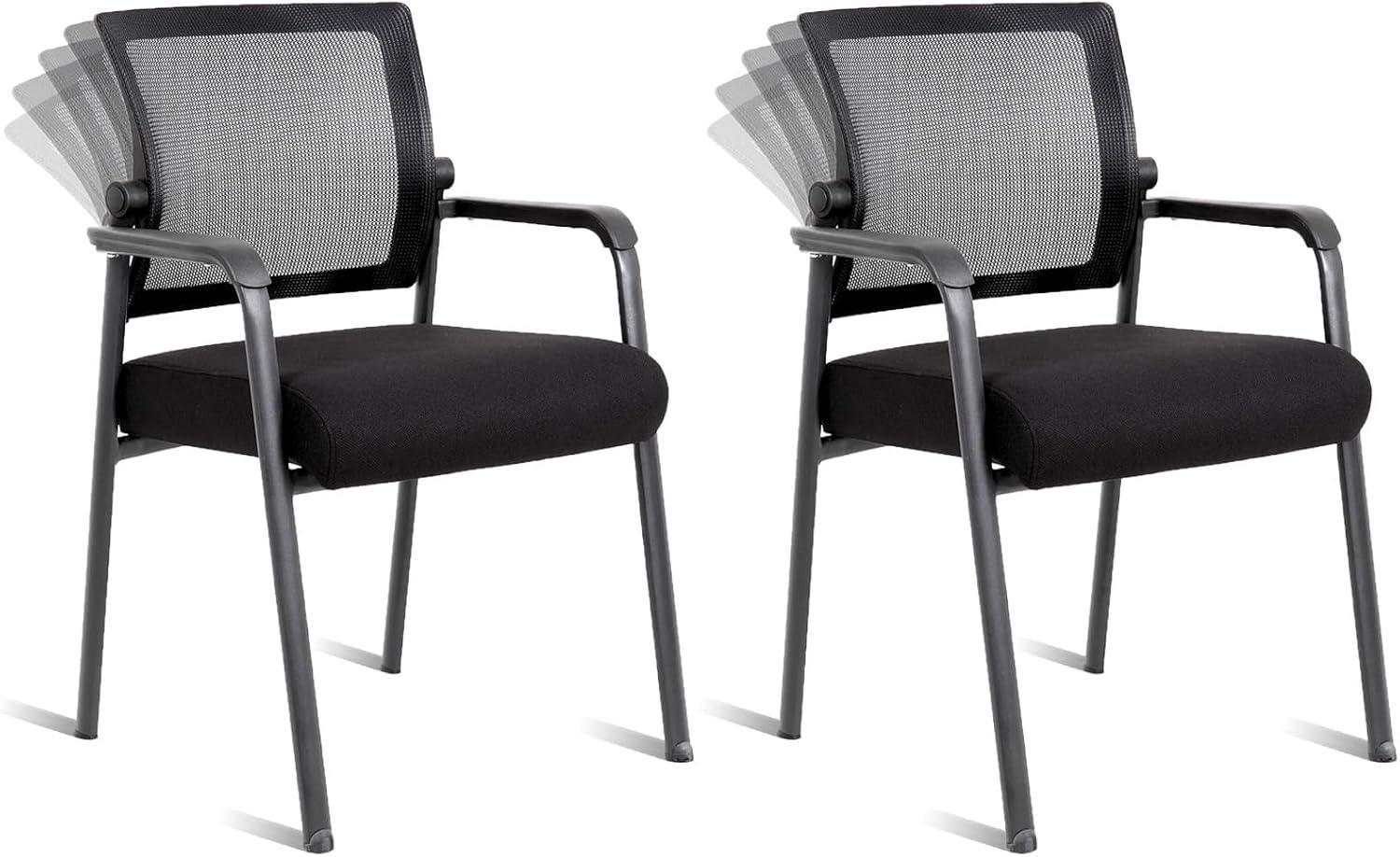 Mesh Seat Waiting Room Chair with Metal Frame (Set of 2)