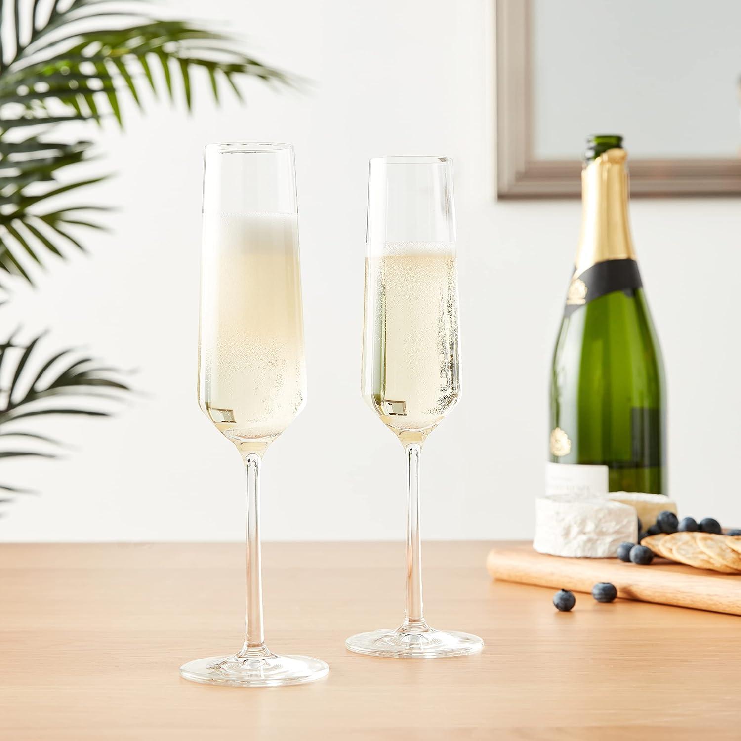 Schott Zwiesel Tritan Crystal Glass Stemware Pure Collection Champagne Flute with Effervescence Points, 7.1-Ounce, Set of 2