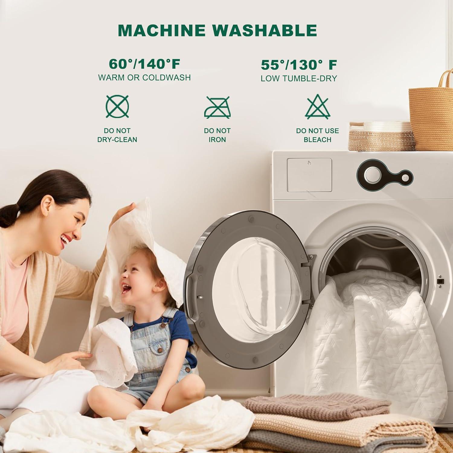 Queen Size Waterproof Mattress Protector, 40% Rayon From Bamboo Cooling Mattress Pad Cover, 3D Air Fabric Breathable Mattress Pad Fitted With Deep Pocket 6"- 15" Machine Washable