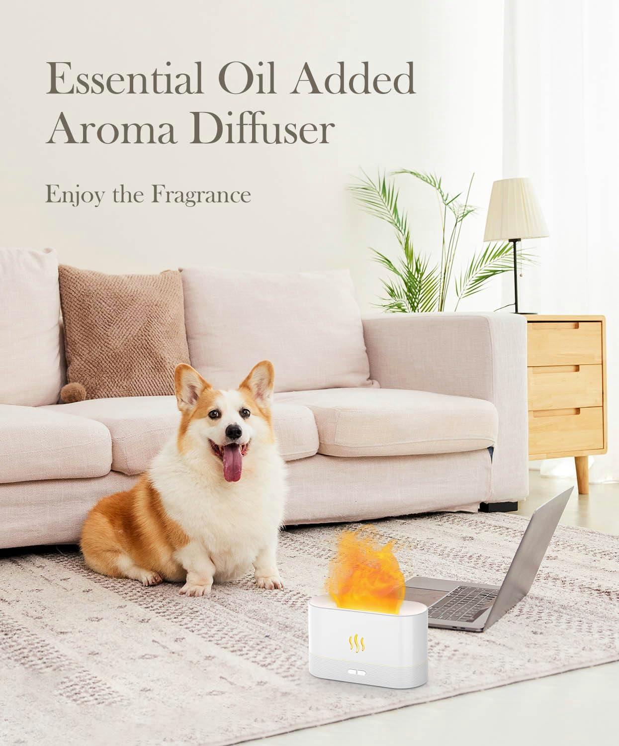 180ml Flame Air Humidifier Essential Oil Diffuser, TSV 3D USB 7 Color Light Aroma Diffuser for Home, Office, Spa, Gym