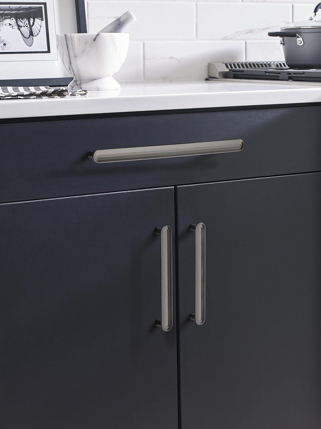 Polished Nickel Modern Bar Cabinet Pull with Mounting Hardware