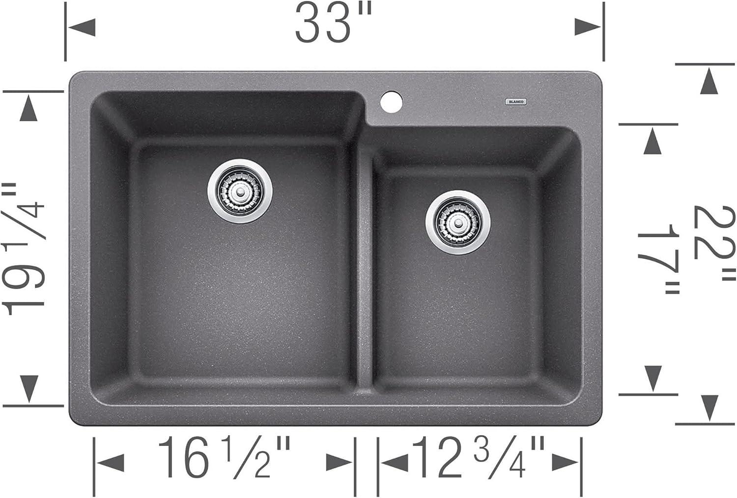 Blanco 442092 Grandis 33" Drop-In Or Undermount Double Basin Silgranit Kitchen Sink -