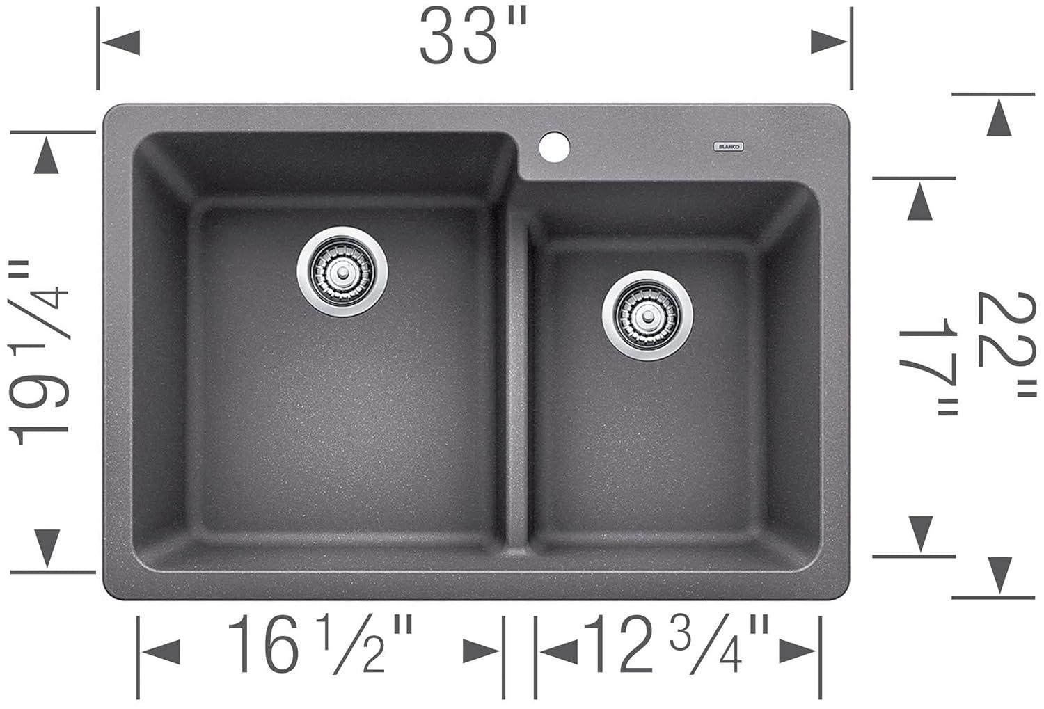 Blanco 442092 Grandis 33" Drop-In Or Undermount Double Basin Silgranit Kitchen Sink -