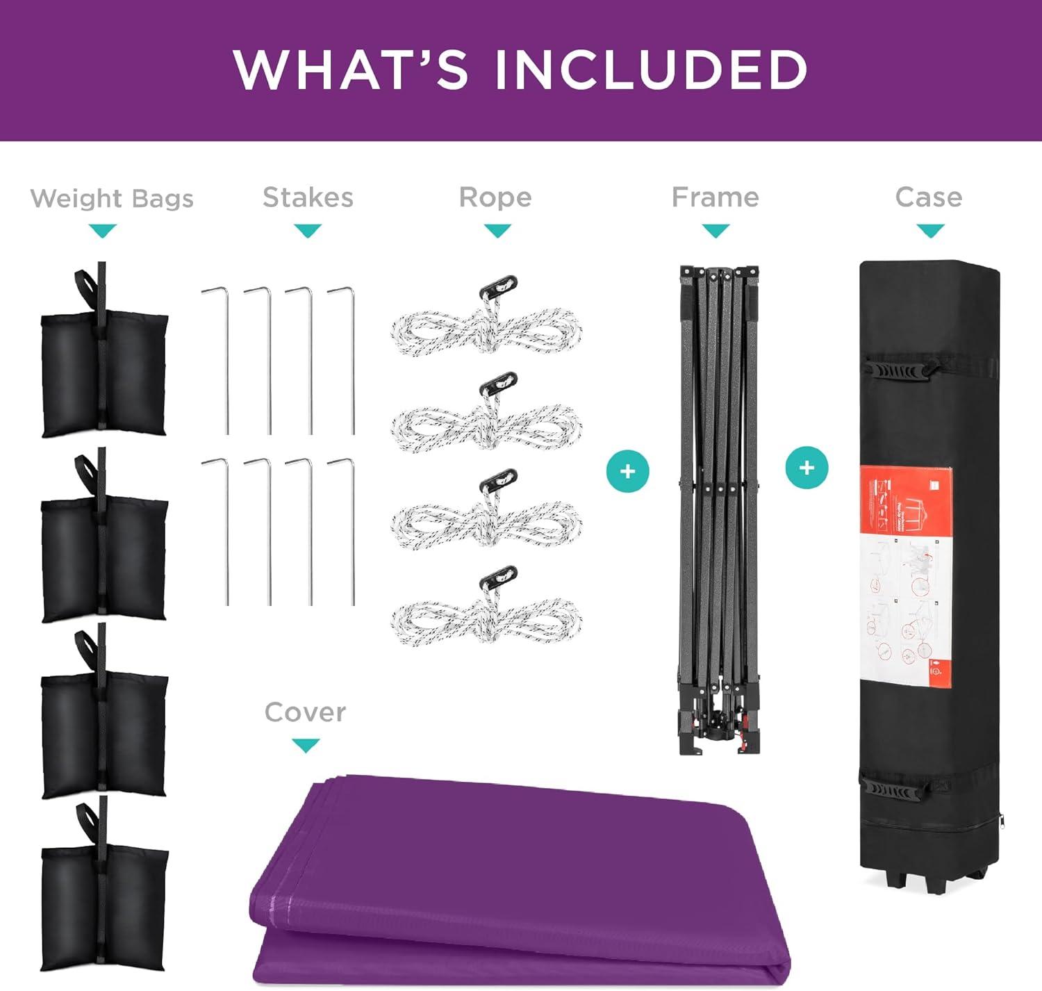 Best Choice Products Best Choice Products Easy Setup Pop Up Canopy W/ 1-Button Setup, Wheeled Case, 4 Weight Bags