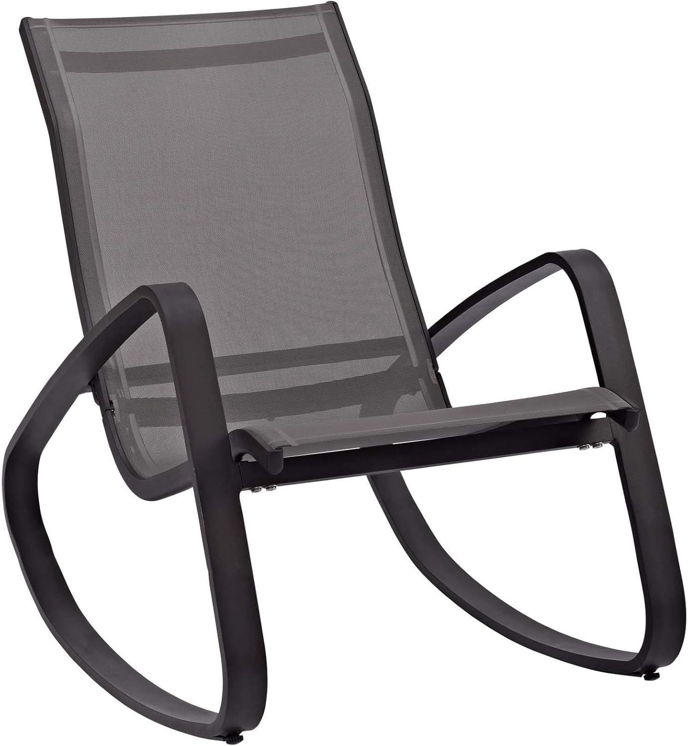 Modway Traveler Mesh Fabric & Aluminum Patio Rocker in Black