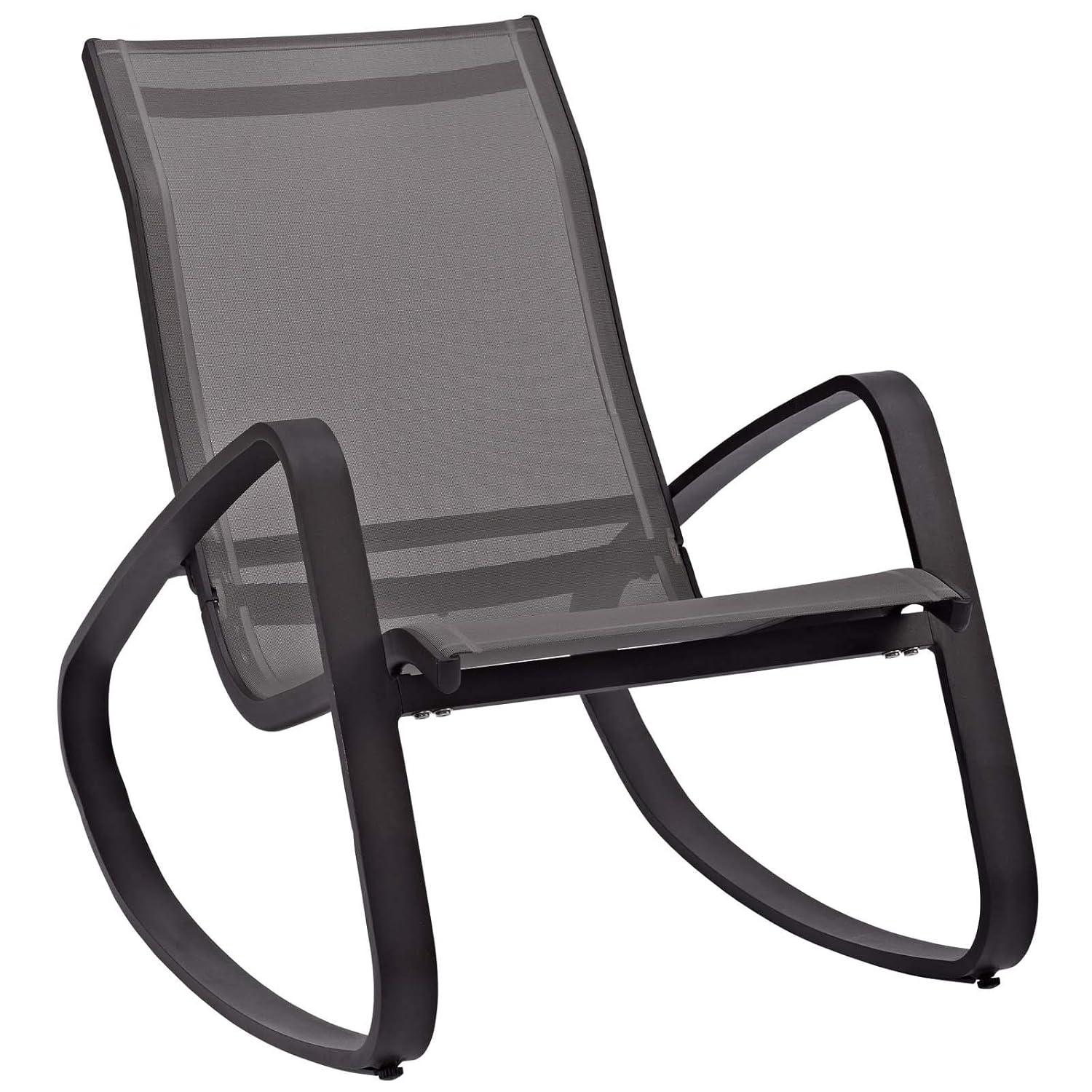 Modway Traveler Mesh Fabric & Aluminum Patio Rocker in Black