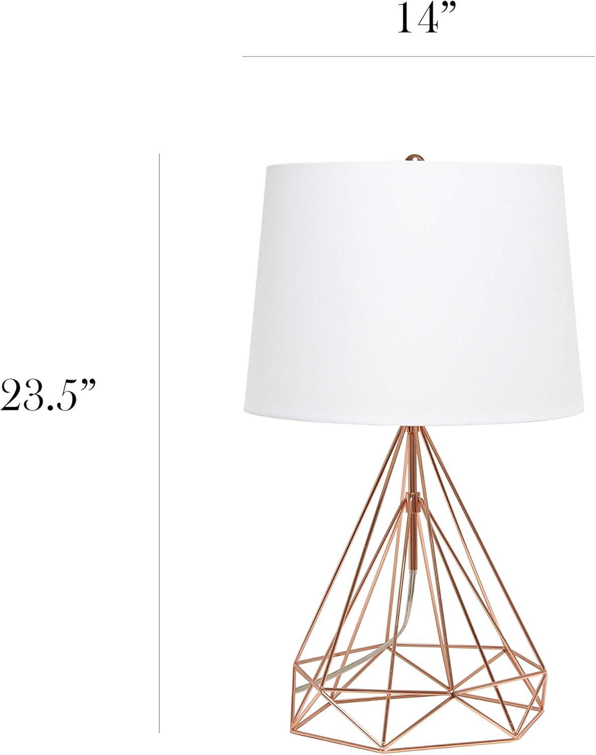 Elegant Designs Wired Metal Table Lamp, Rose Gold