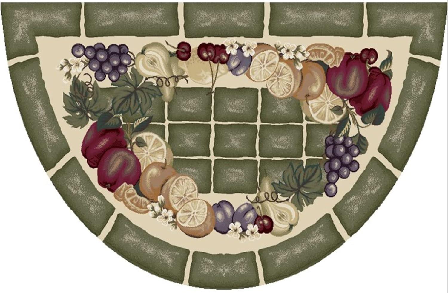 Mayberry Rug Cozy Cabin Fruitful Harvest Nylon Washable Accent Rug 19"x31" - Sage