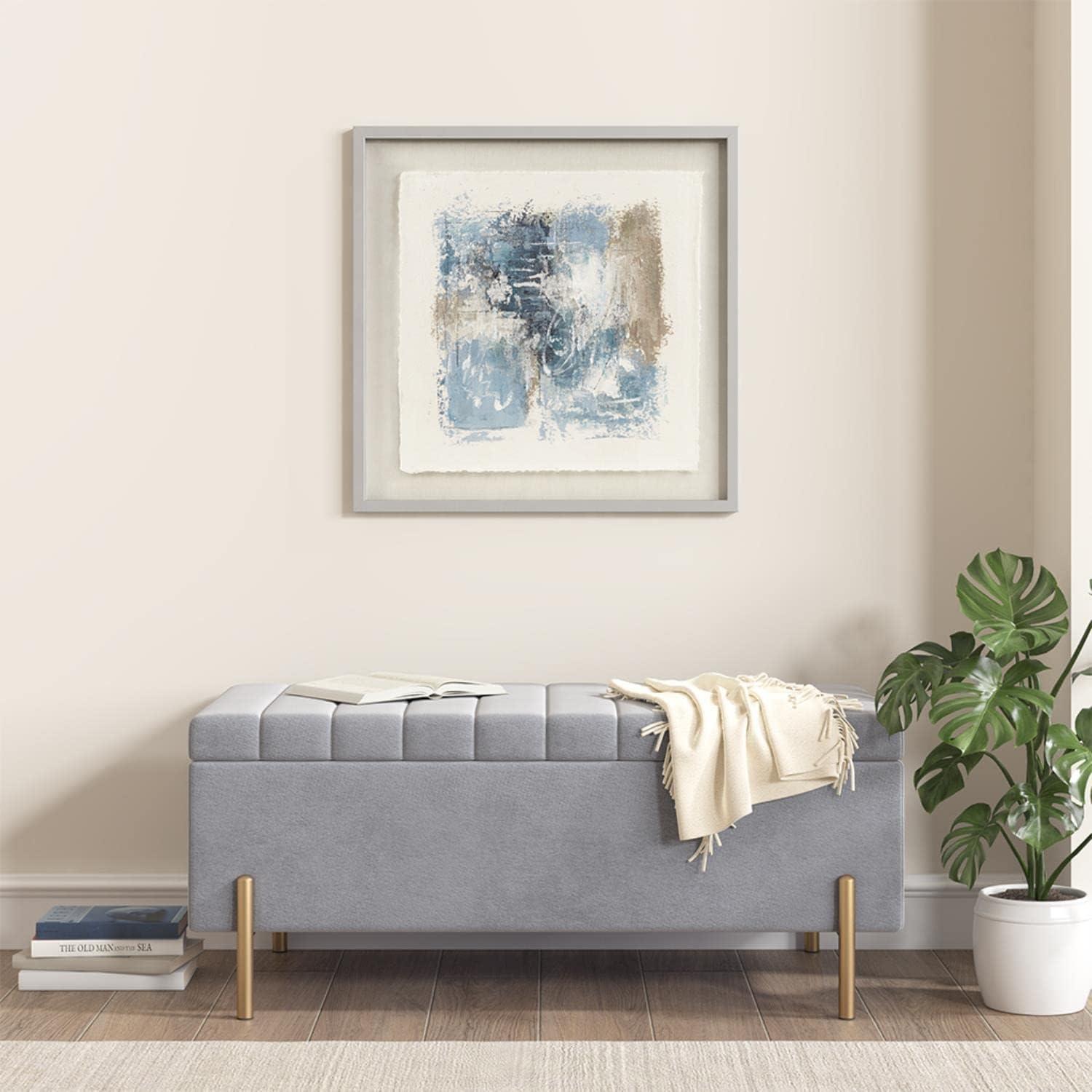 Madison Park Ashlar Modern Wood Abstract Rice Paper Single Piece in Blue