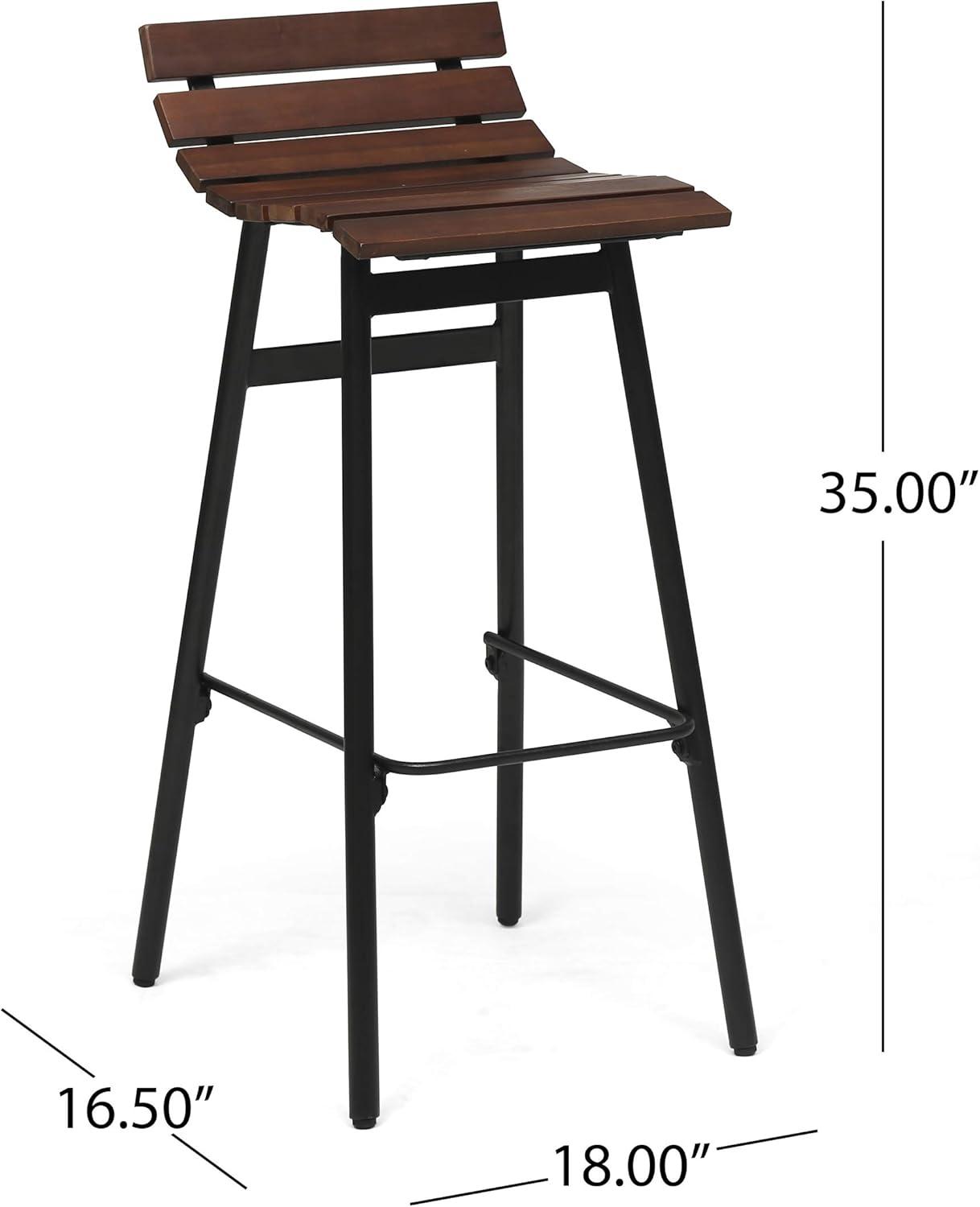 Set of 2 Pepperwood Wooden Barstool Dark Brown - Christopher Knight Home: Industrial Style, Acacia Frame, 29.25" Height