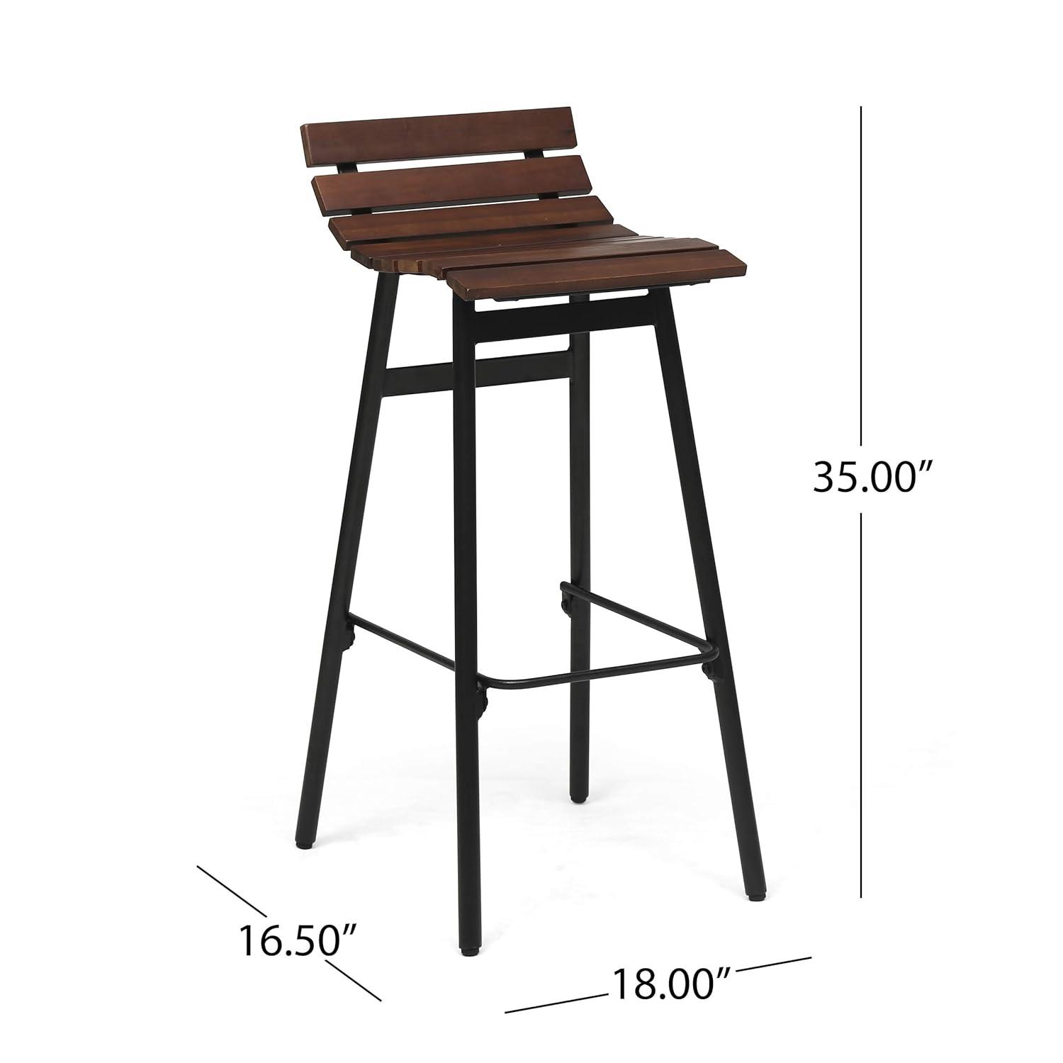 Set of 2 Pepperwood Wooden Barstool Dark Brown - Christopher Knight Home: Industrial Style, Acacia Frame, 29.25" Height