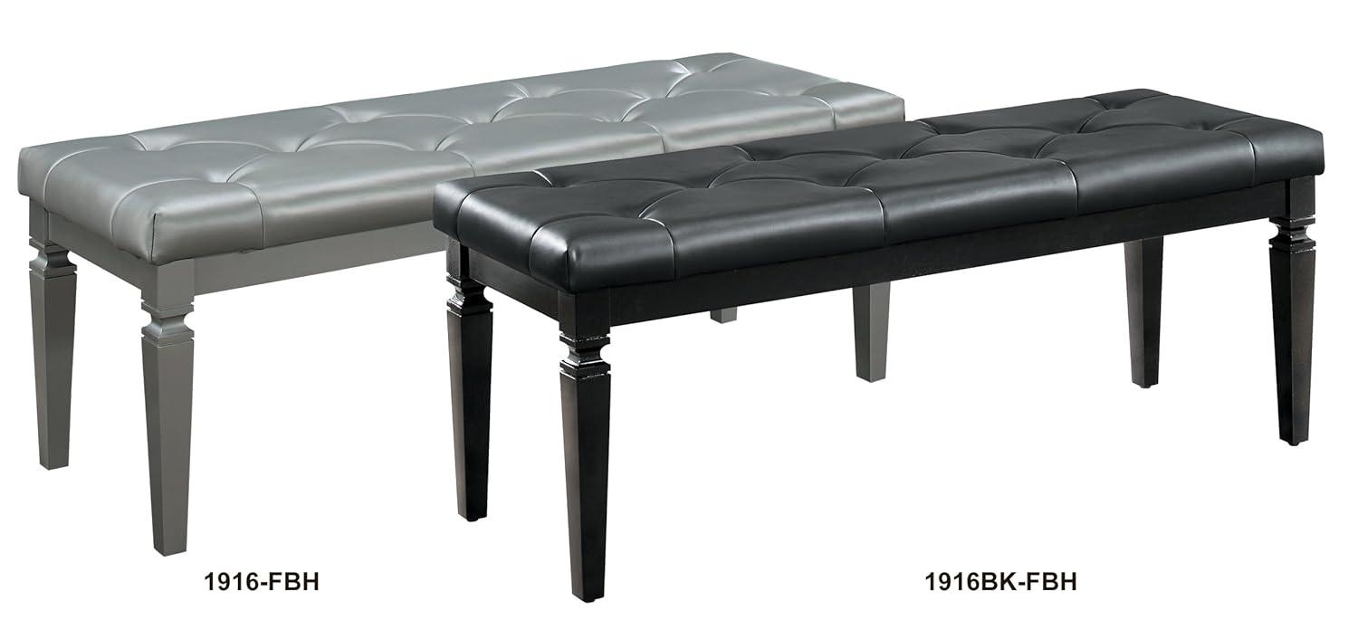 Faux Leather Tufted Wooden Bed Bench, Black - Saltoro Sherpi