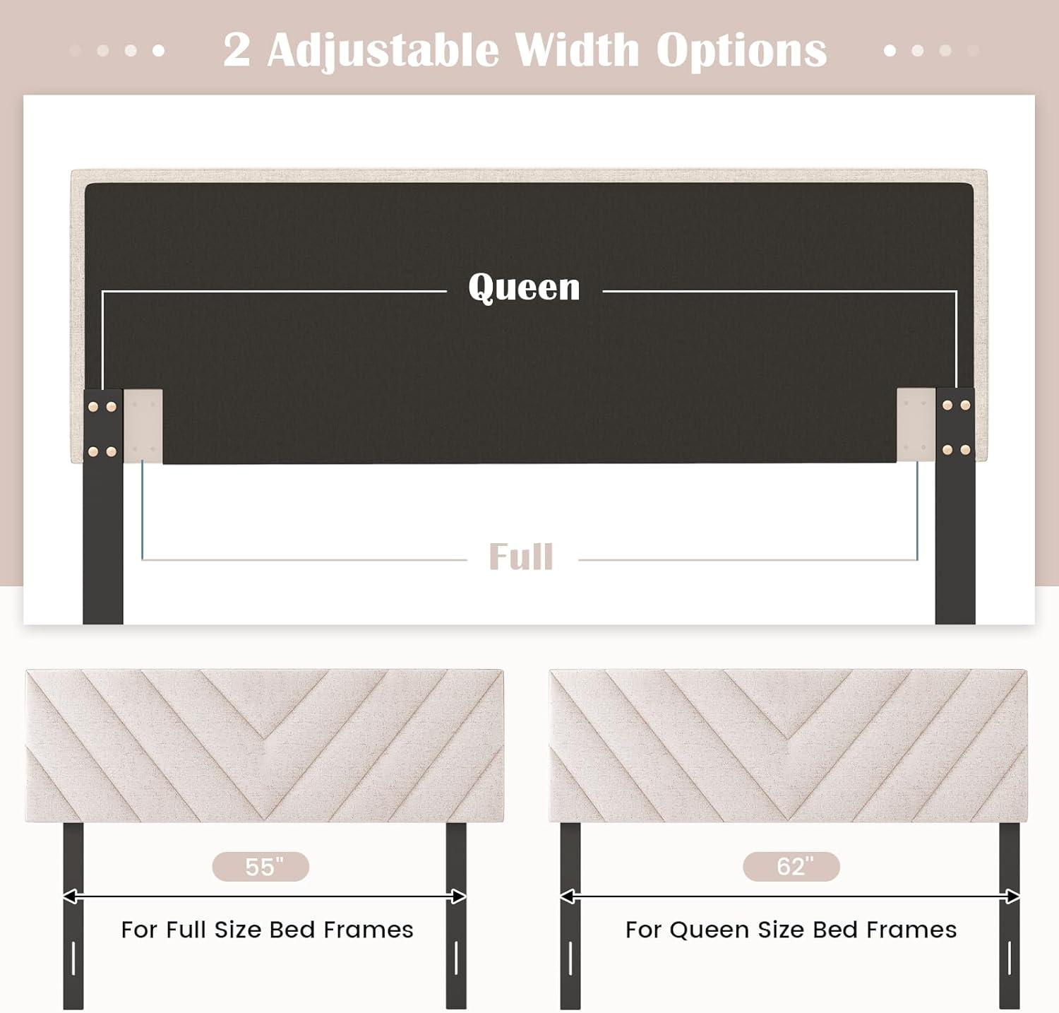 Kepooman Headboard, Linen Upholstered Headboard for Full and Queen Size Bed Frames-Beige