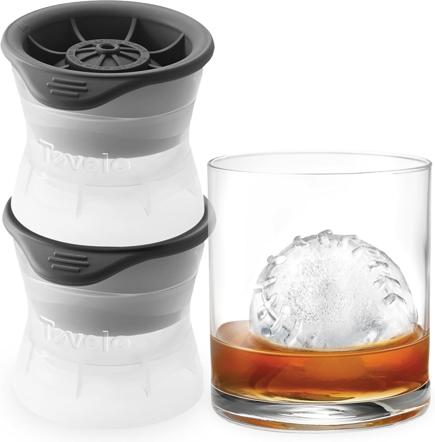 Tovolo Silicone Ice Mold, Baseball Large Ice Molds for Cocktail Drinks, 2 Pack