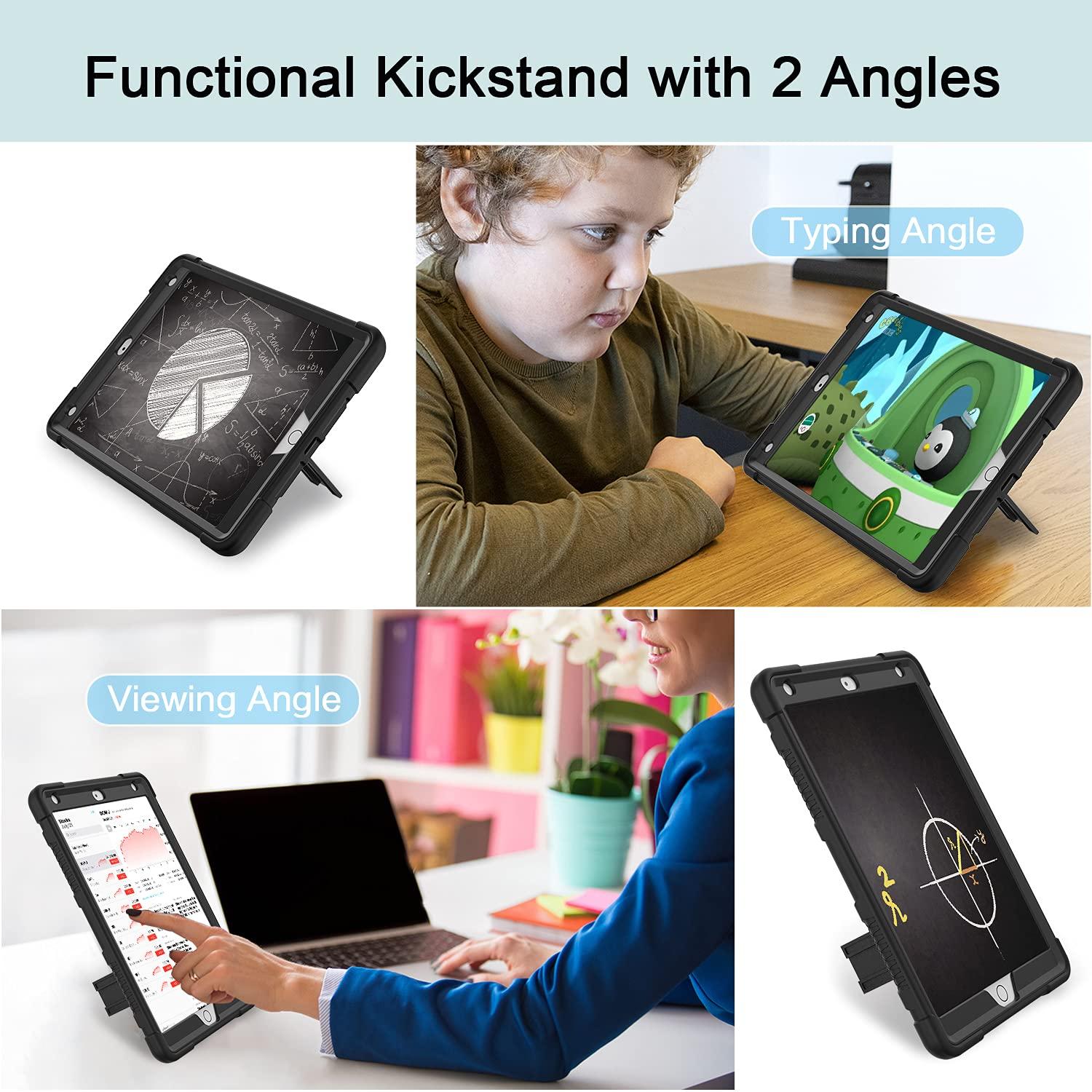 Case for iPad 9th Generation/iPad 8th Generation/iPad 7th Generation (10.2 Inch, 2021/2020/2019 Model), Slim Heavy Duty Shockproof Rugged Protective Case for iPad 10.2 inch, Black