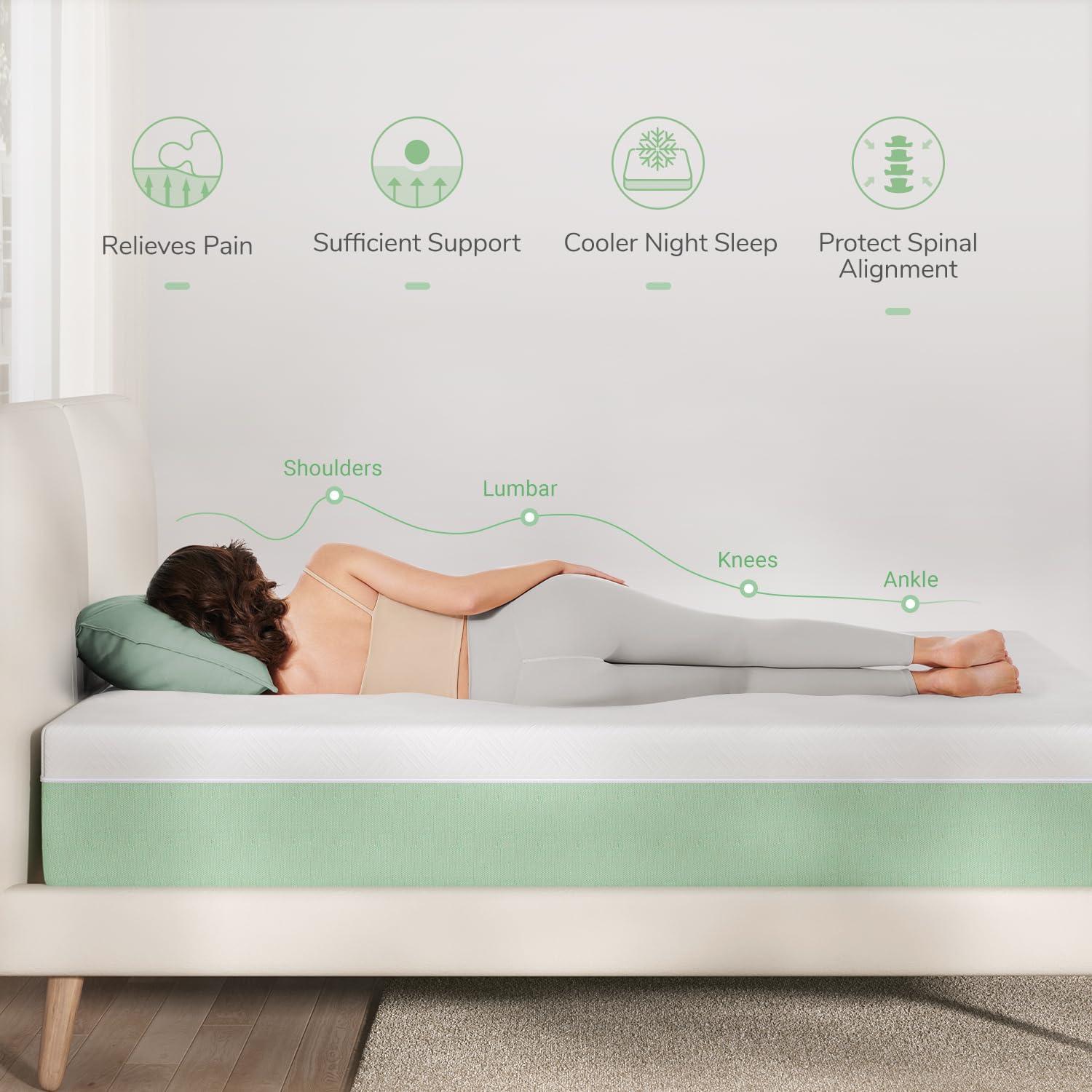 Queen Size Green Gel Memory Foam Mattress with Bamboo Cover